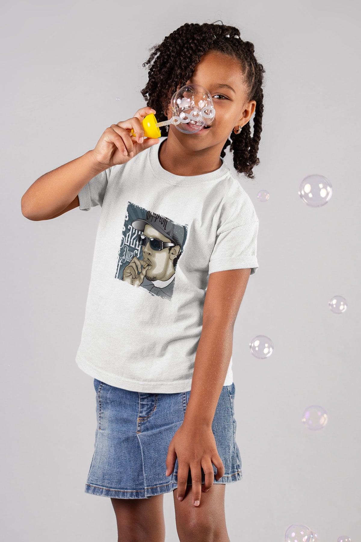 Eazy-E Baskılı Unisex Beyaz Çocuk Tişört