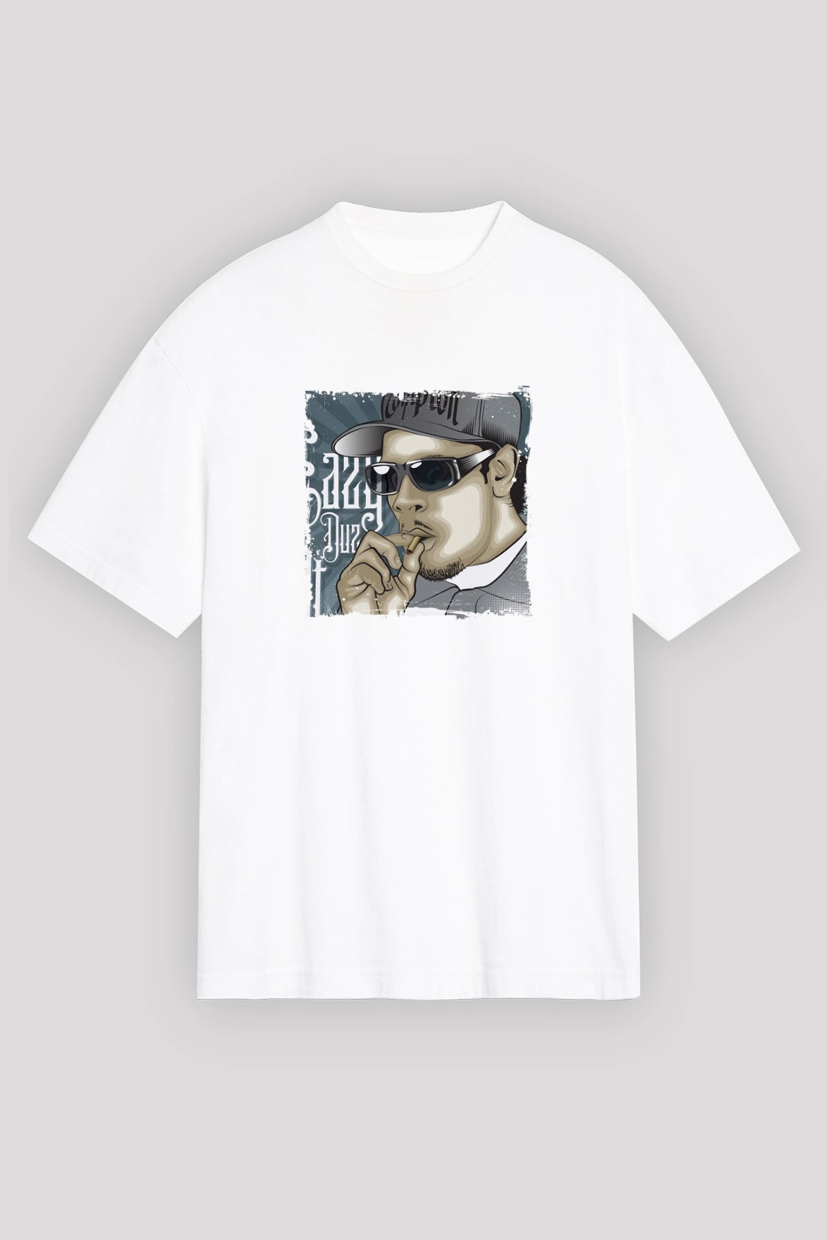 Eazy-E Baskılı Unisex Beyaz Tişört