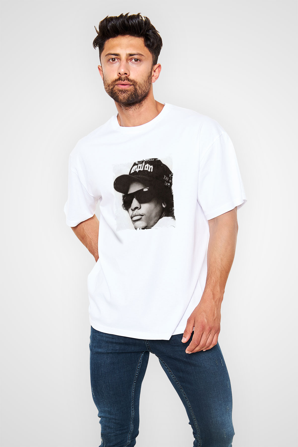 Eazy-E Baskılı Unisex Beyaz Tişört