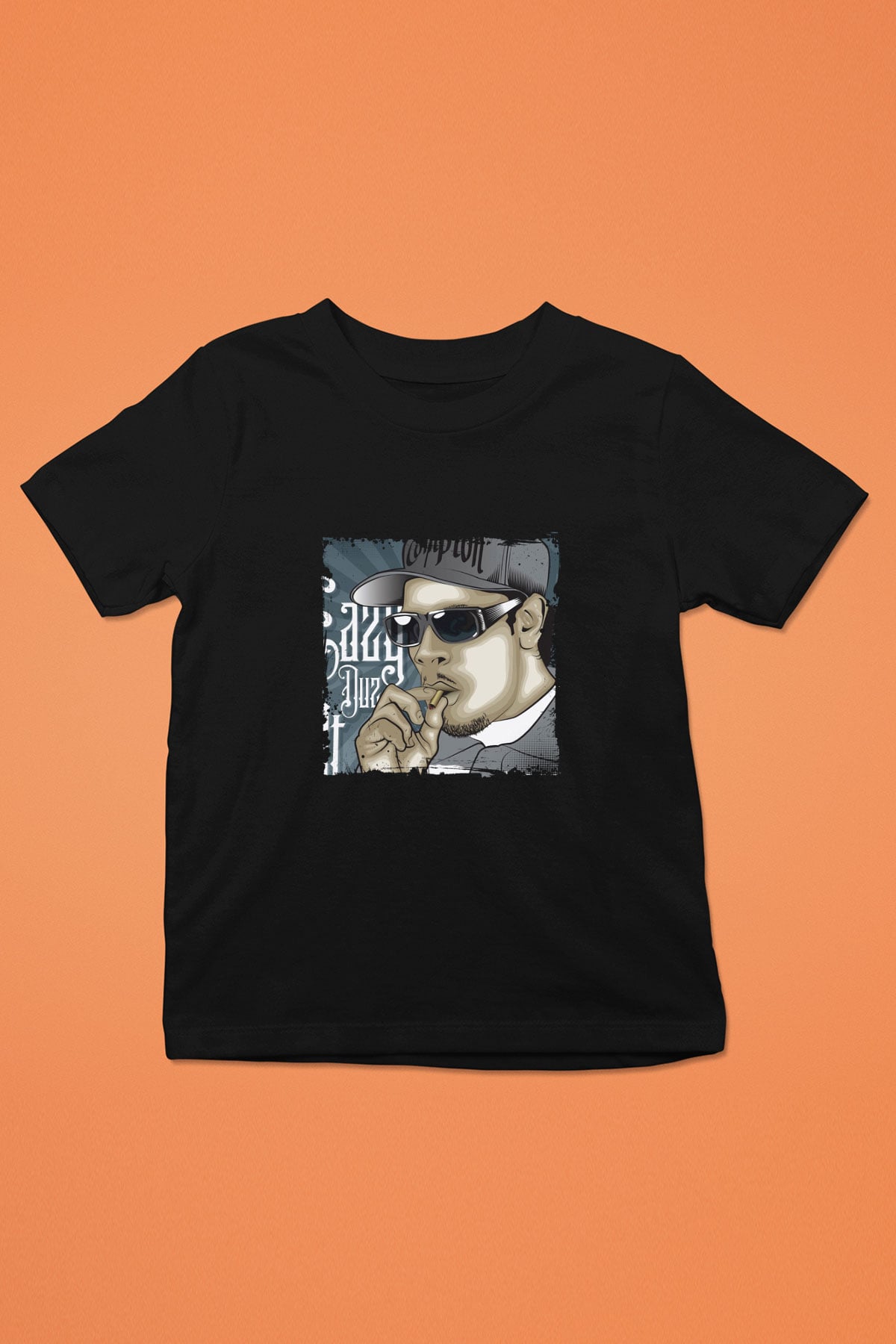 Eazy-E Baskılı Unisex Siyah Çocuk Tişört