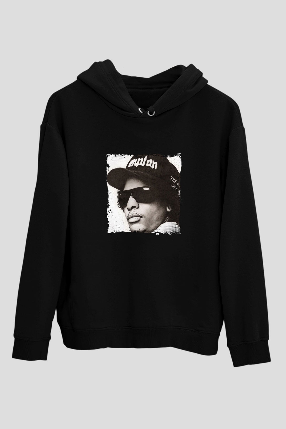 Eazy-E Baskılı Unisex Siyah Hoodie