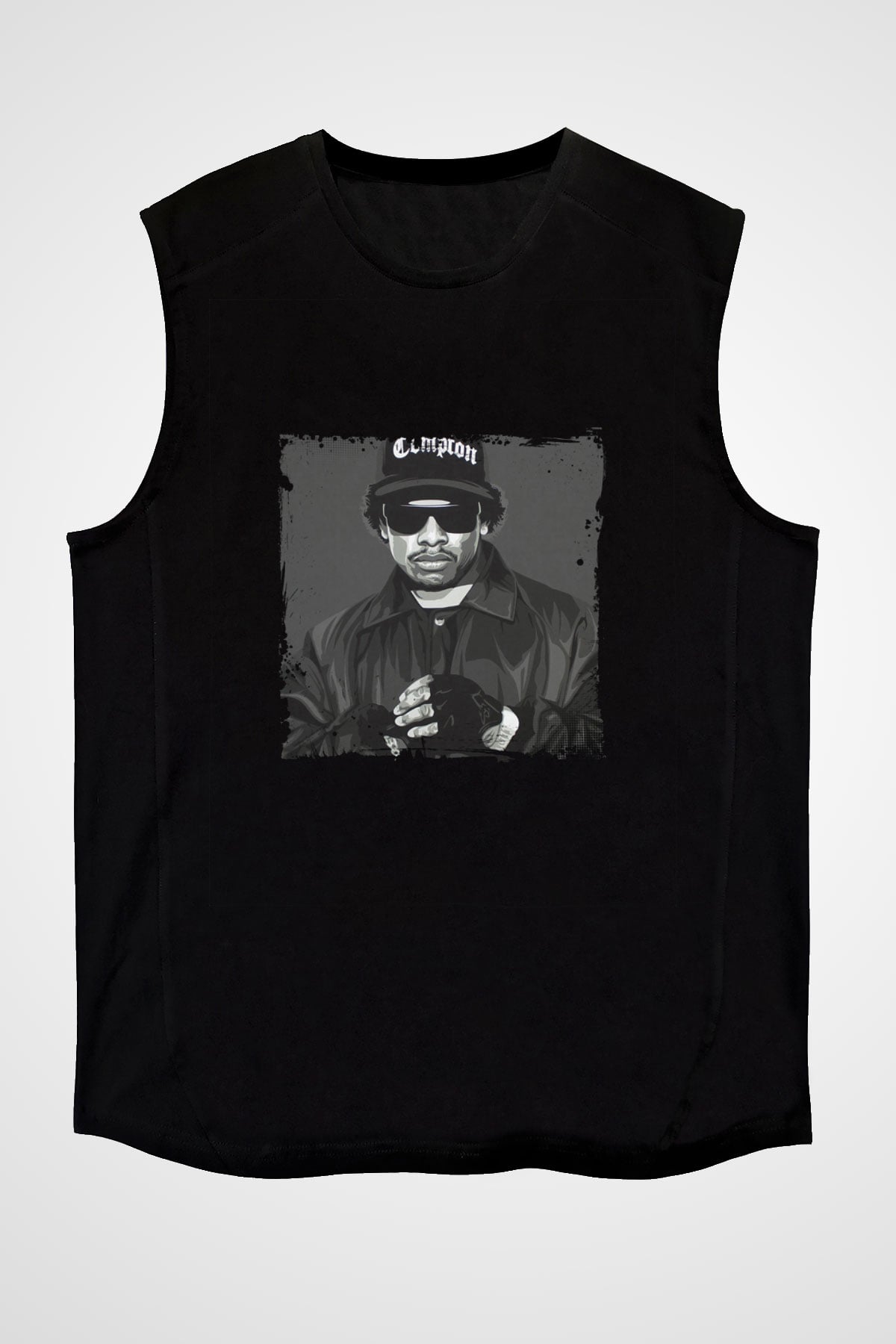 Eazy-E Baskılı Unisex Siyah Kolsuz Tişört