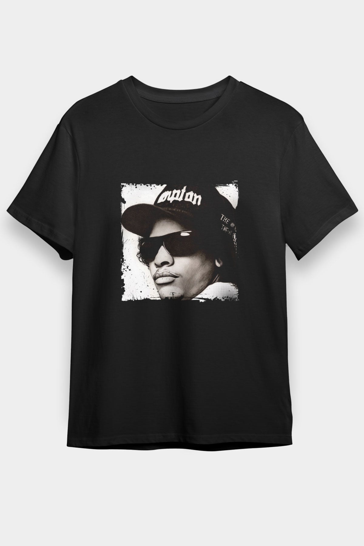 Eazy-E Baskılı Unisex Siyah Tişört