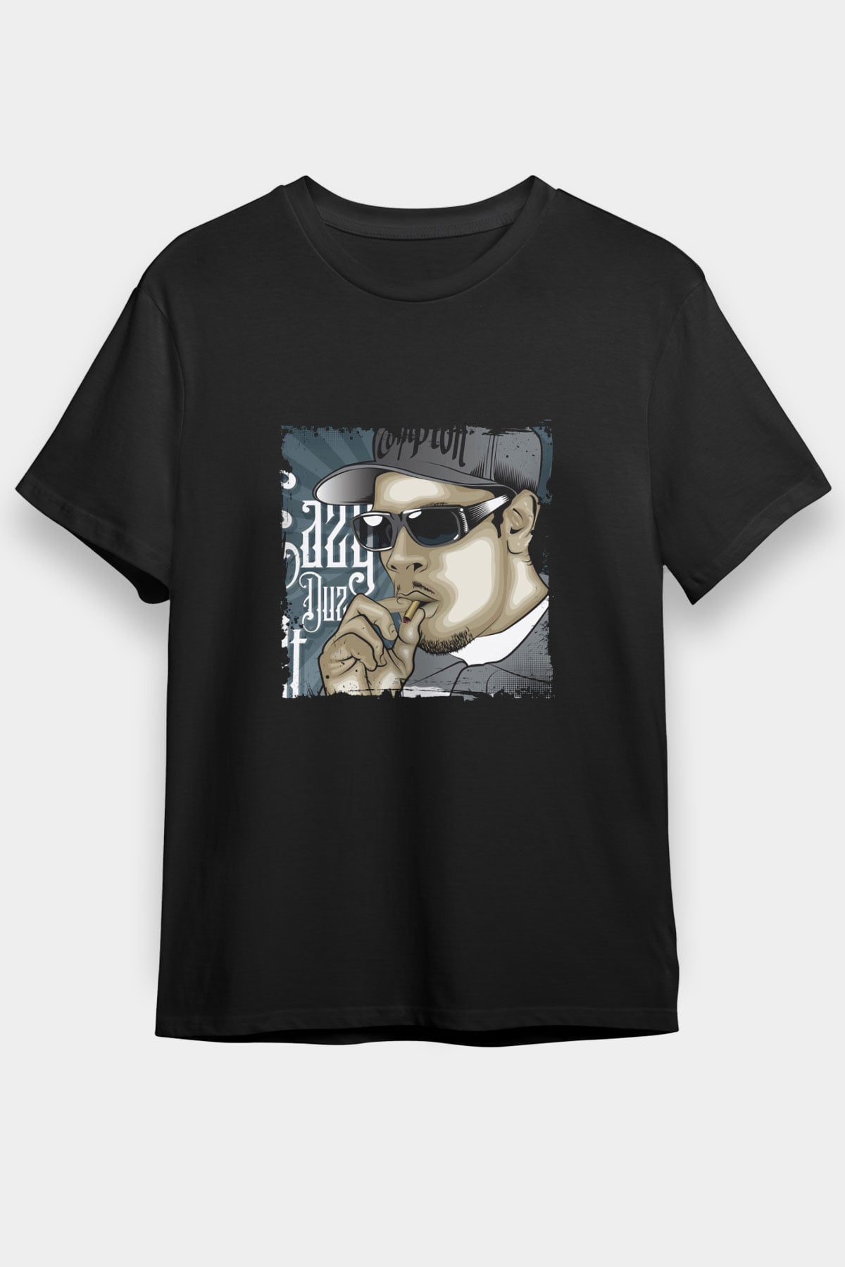 Eazy-E Baskılı Unisex Siyah Tişört