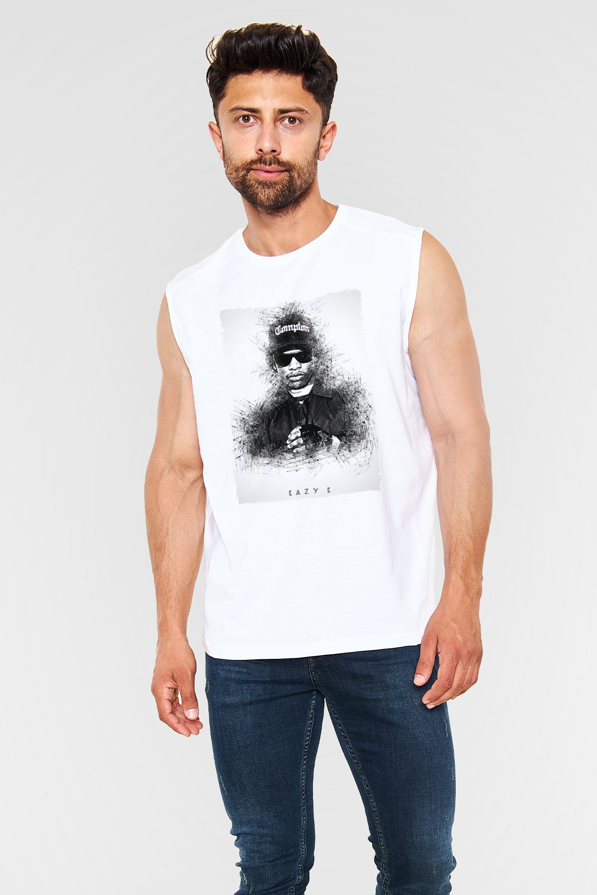 Eazy-E Beyaz Unisex Kolsuz Tişört