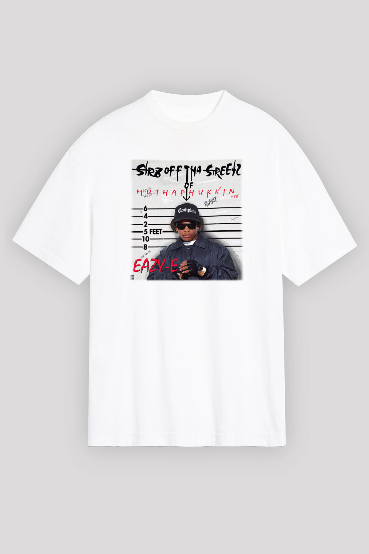 Eazy-E Beyaz Unisex Oversize Tişört T-Shirt