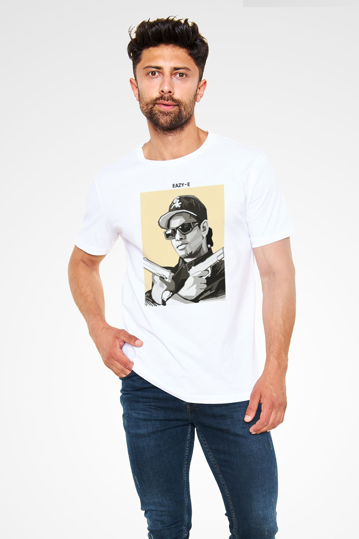 Eazy-E Beyaz Unisex Tişört T-Shirt - TişörtFabrikası