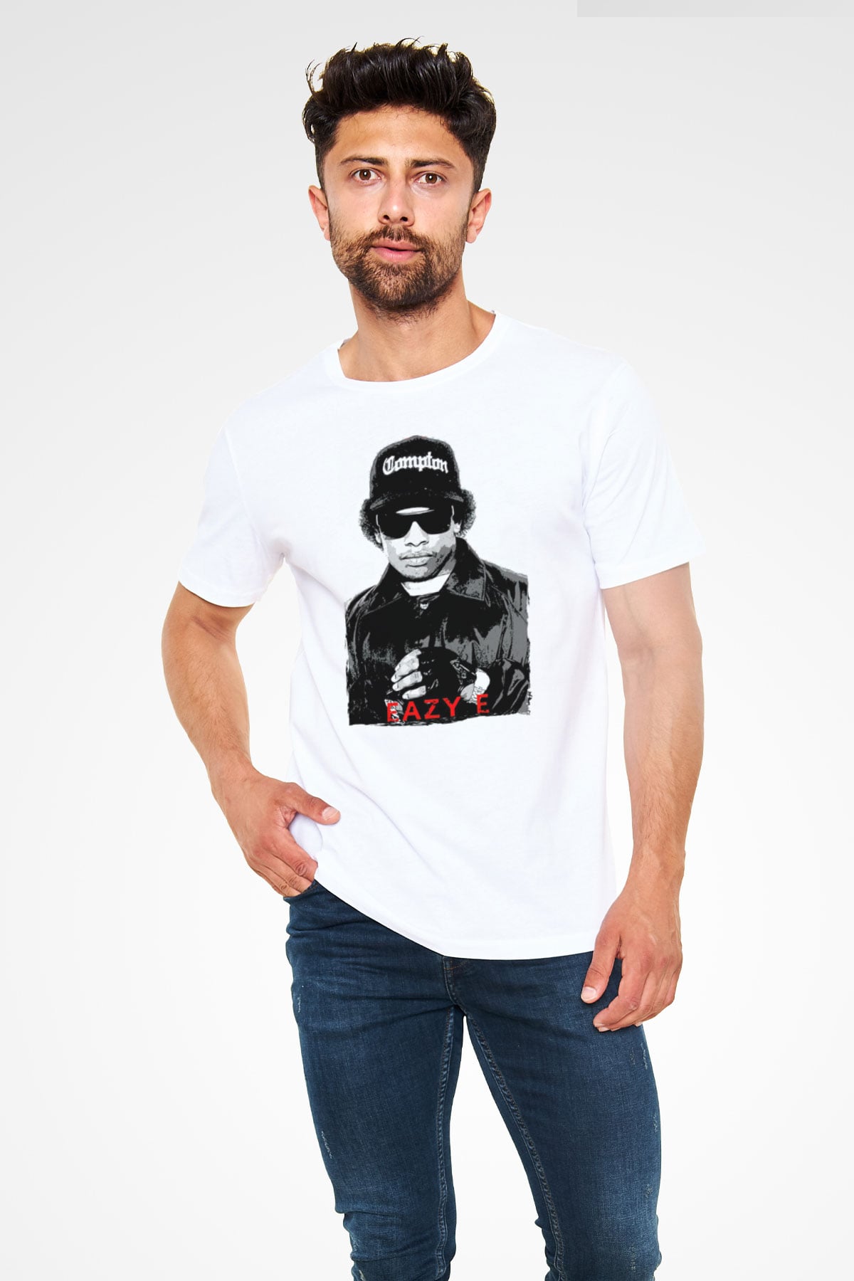 Eazy-E Beyaz Unisex Tişört T-Shirt - TişörtFabrikası