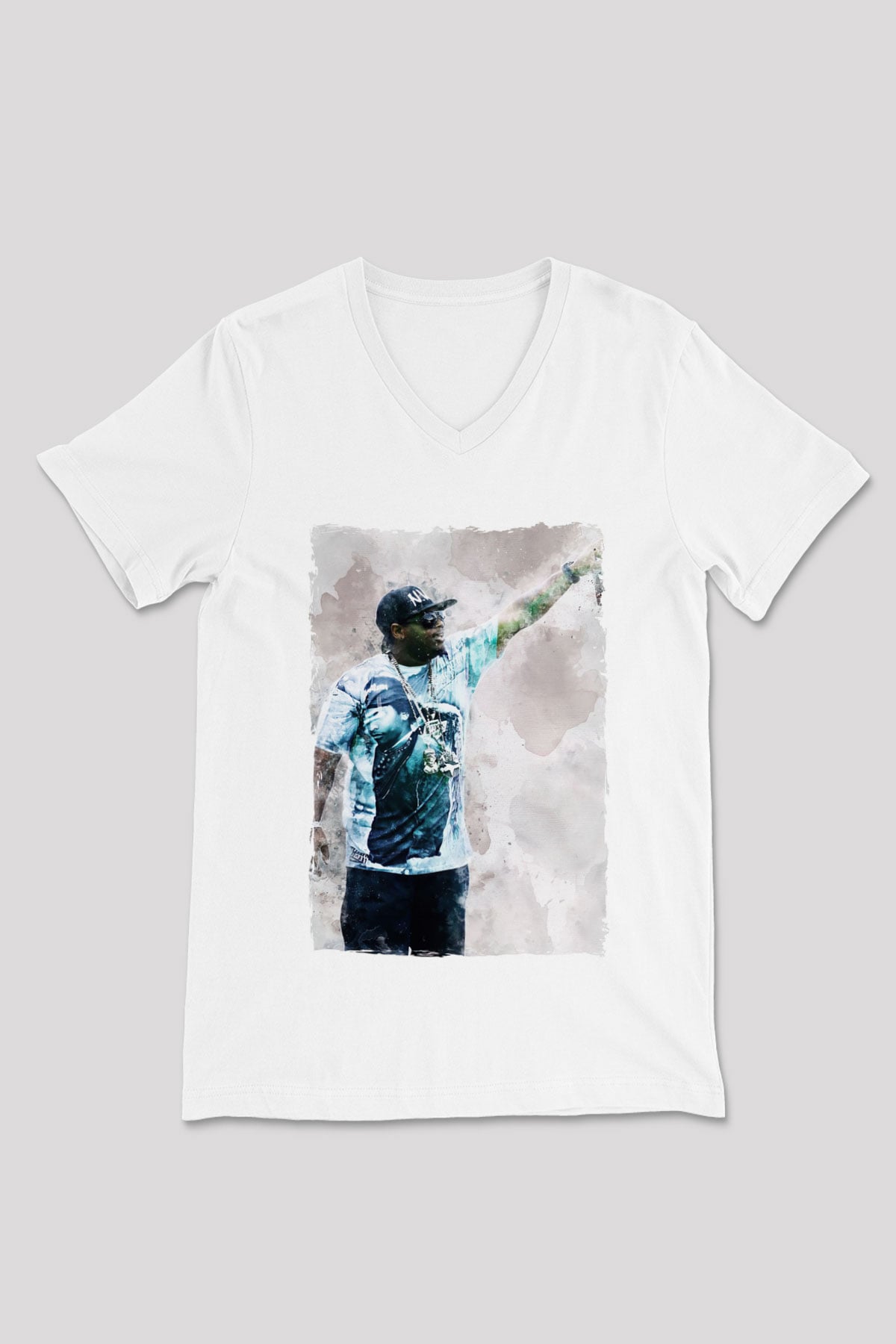 Eazy-E Beyaz Unisex V Yaka Tişört