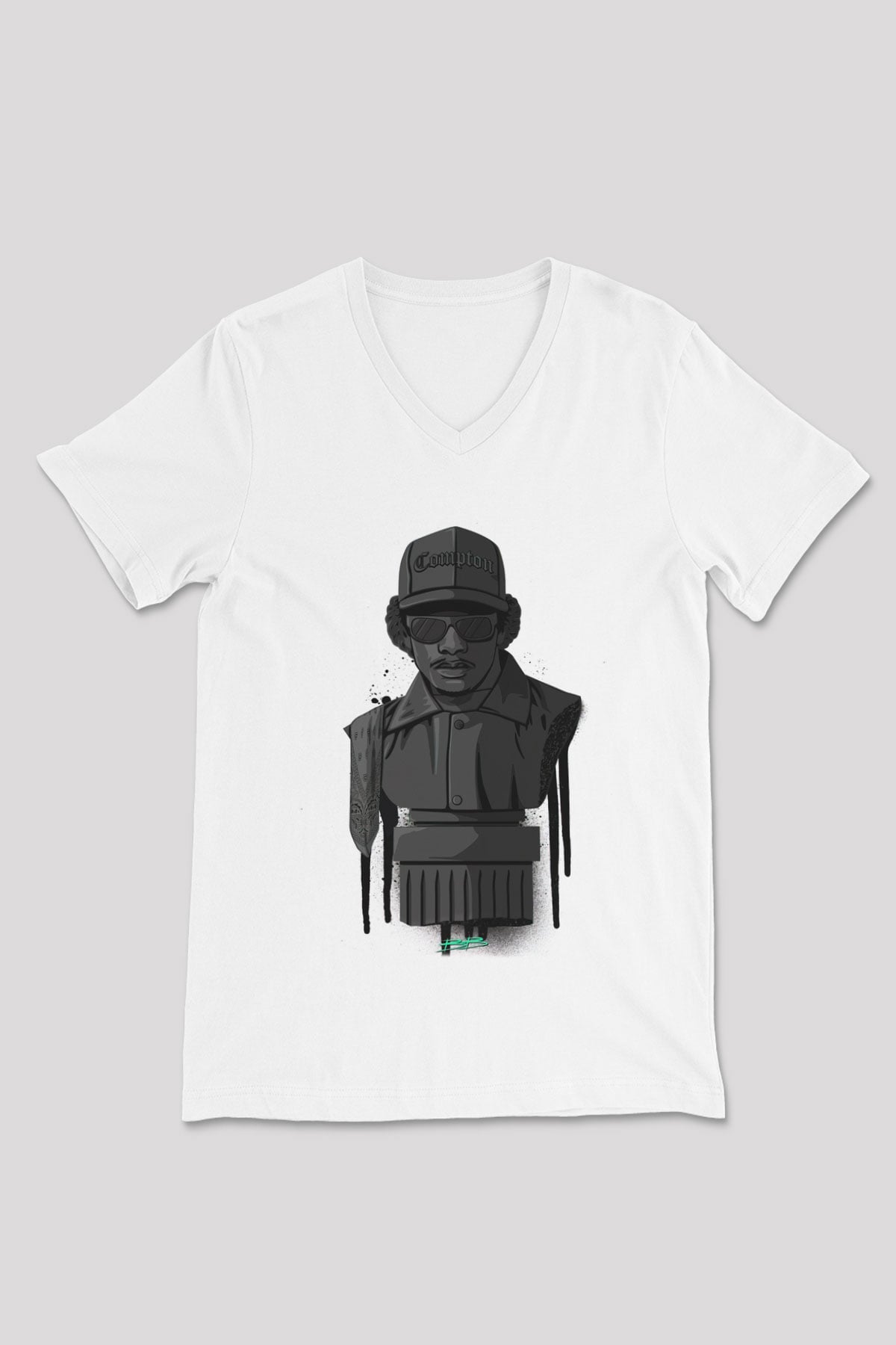 Eazy-E Beyaz Unisex V Yaka Tişört