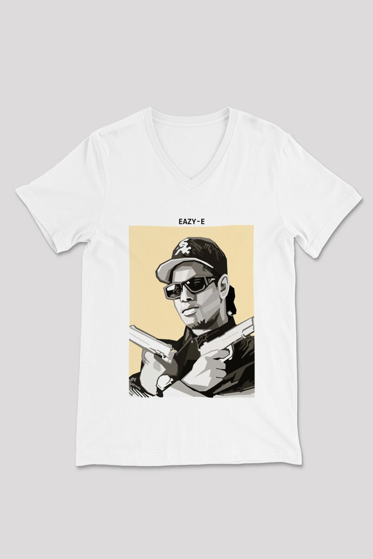 Eazy-E Beyaz Unisex V Yaka Tişört