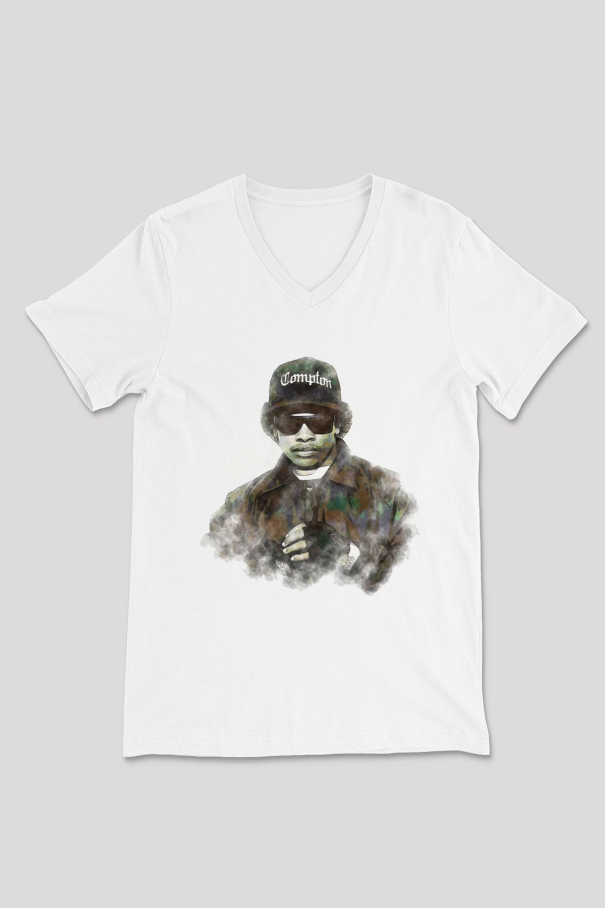 Eazy-E Beyaz Unisex V Yaka Tişört