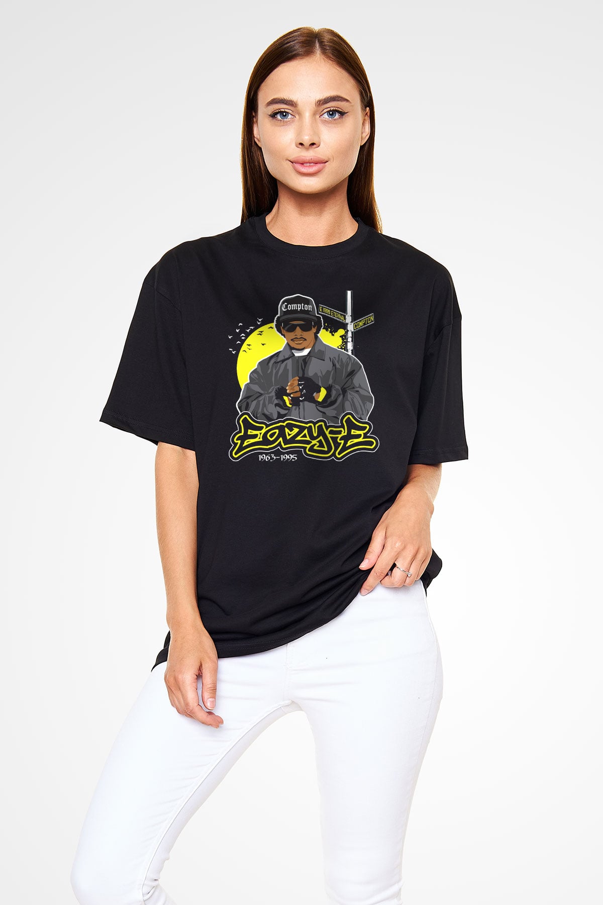 Eazy-E Siyah Unisex Oversize Tişört T-Shirt