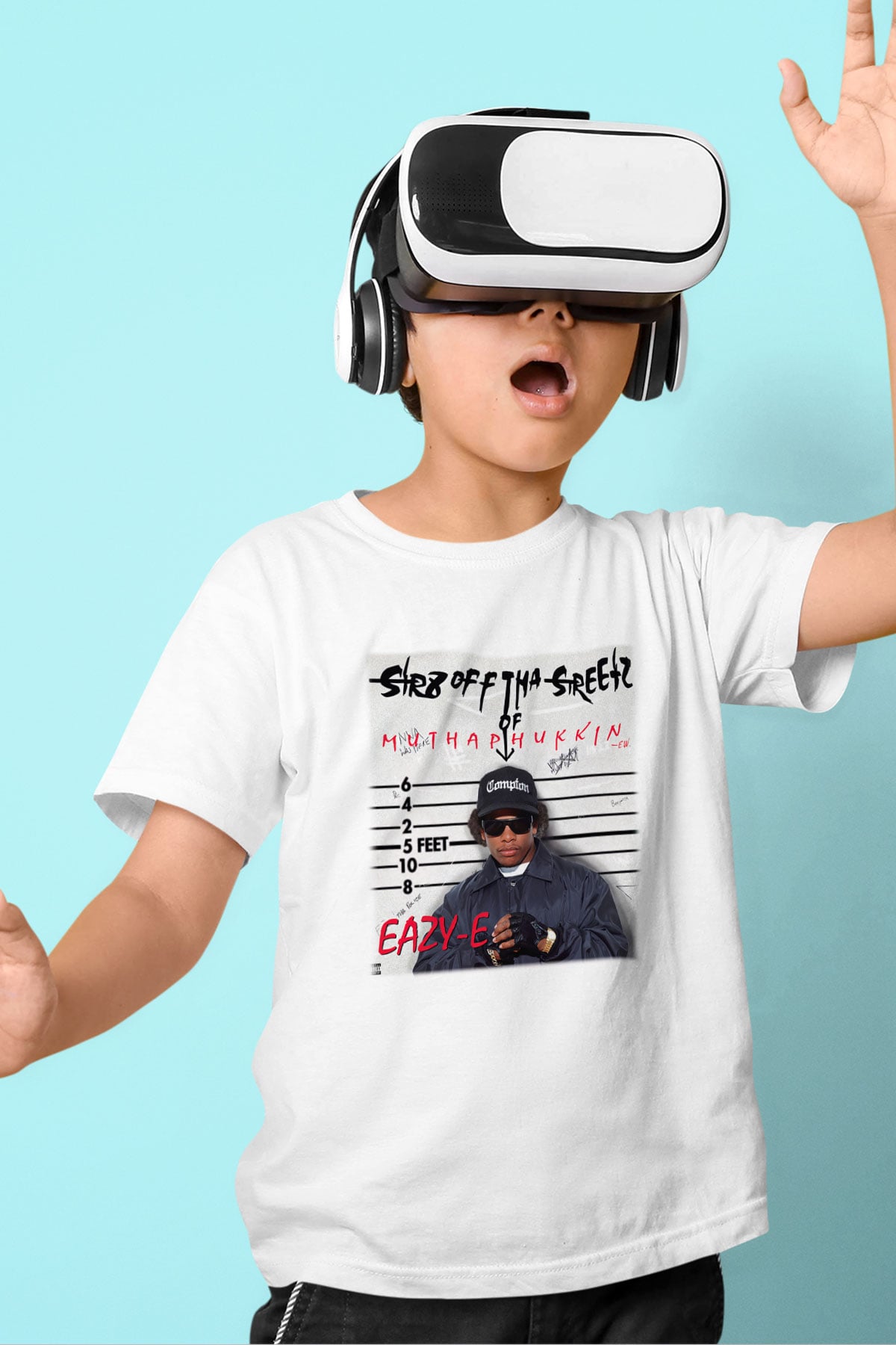 EazyE Baskılı Beyaz Unisex Çocuk Tişört
