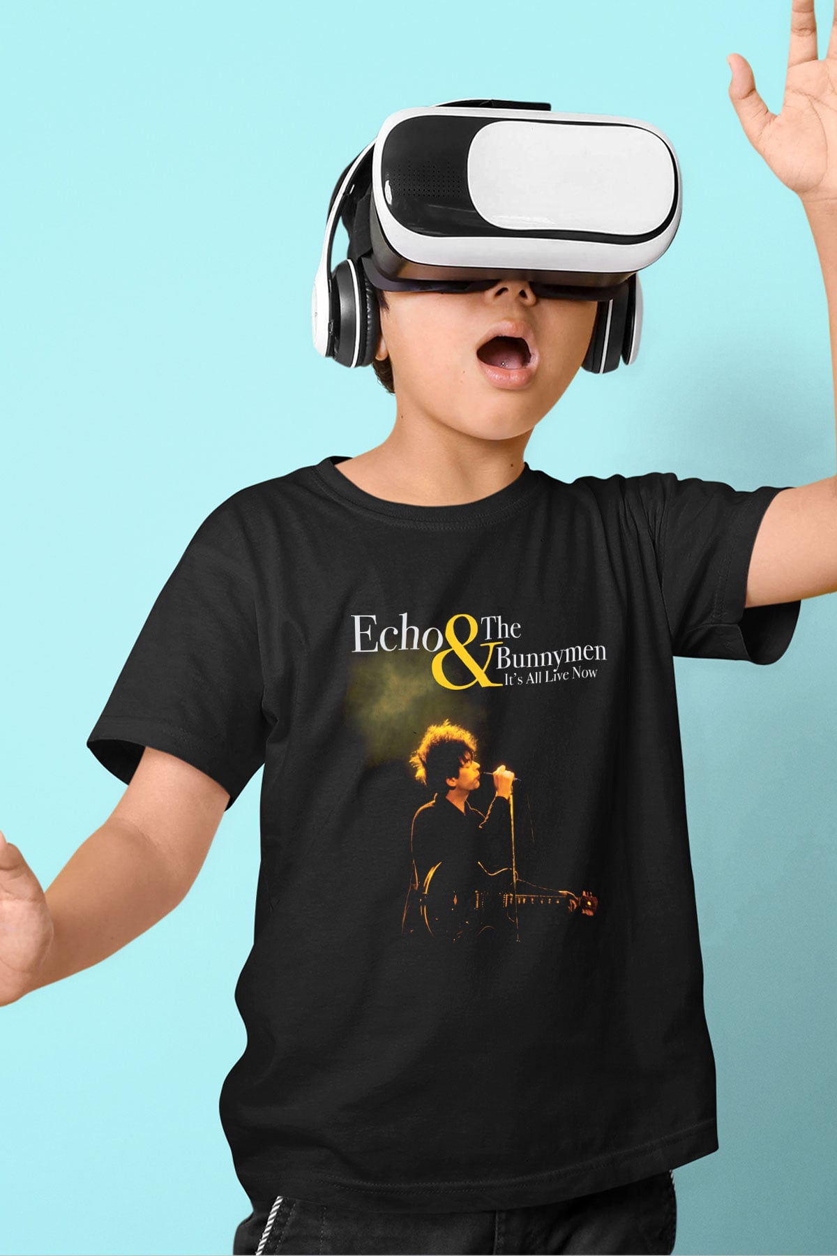 Echo and the Bunnymen Baskılı Siyah Unisex Çocuk Tişört