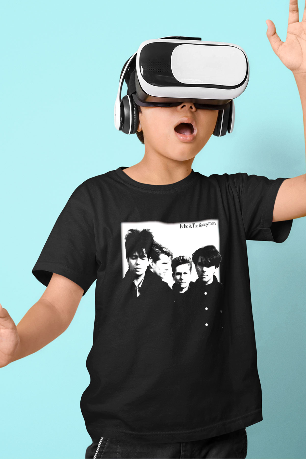 Echo and the Bunnymen Baskılı Siyah Unisex Çocuk Tişört