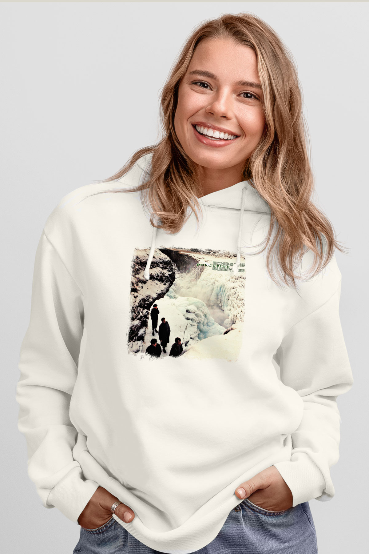 Echo and The Bunnymen Baskılı Unisex Beyaz Hoodie