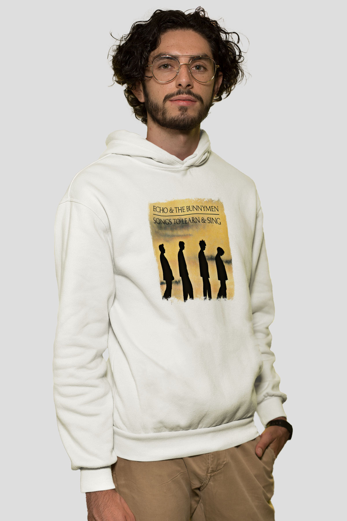Echo and The Bunnymen Baskılı Unisex Beyaz Hoodie