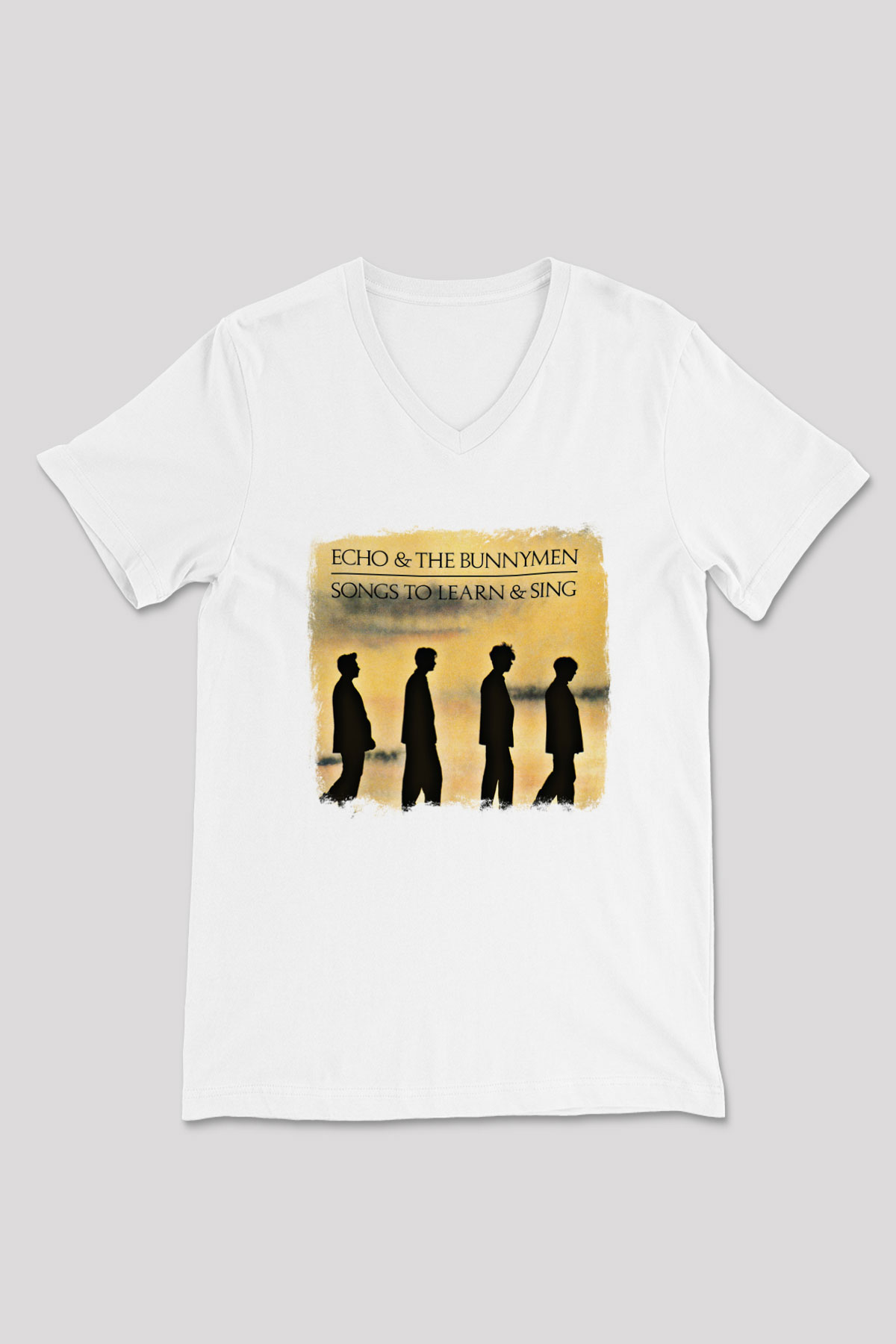 Echo and The Bunnymen Baskılı Unisex Beyaz V Yaka Tişört