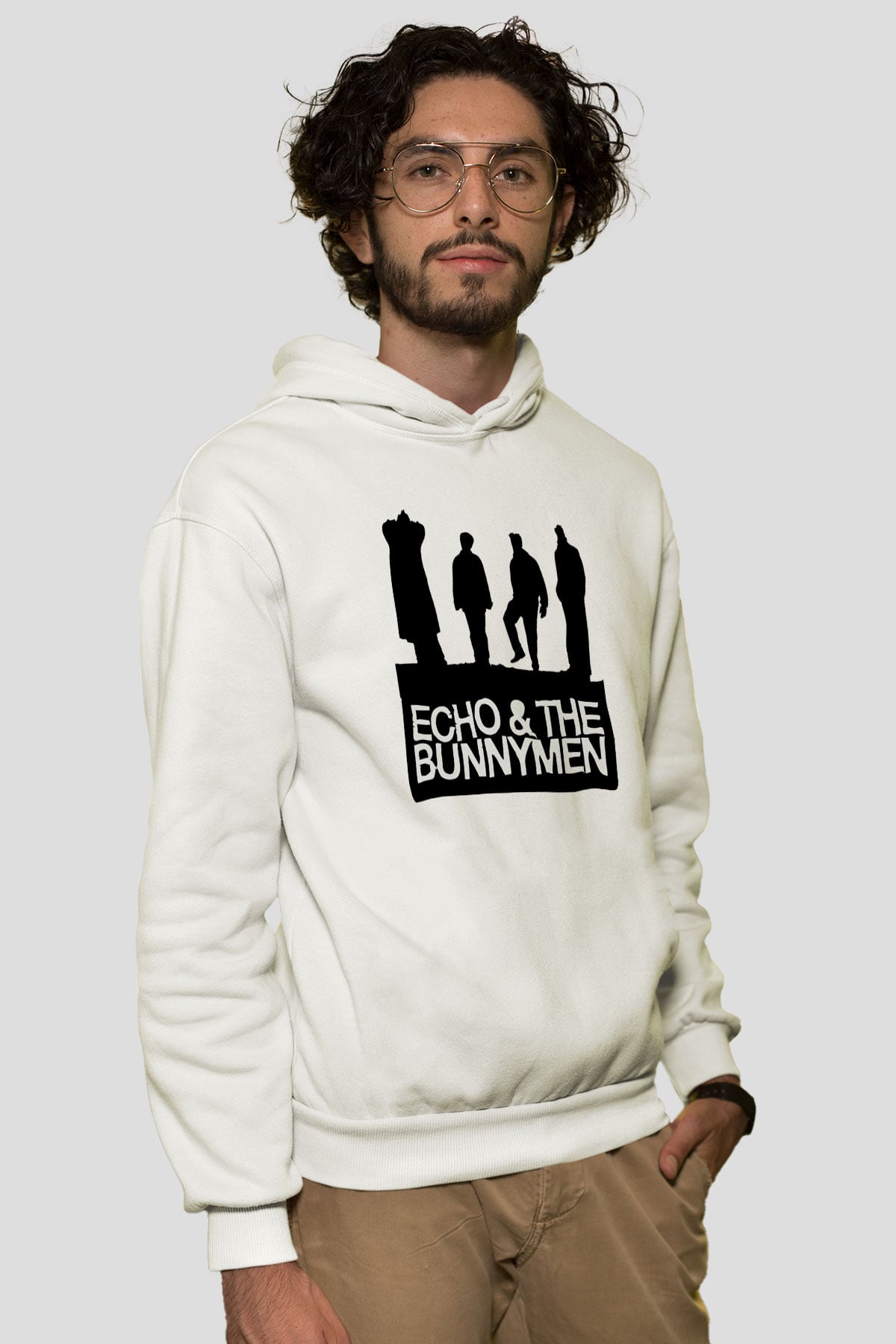 Echo and the Bunnymen Beyaz Unisex Kapşonlu Sweatshirt