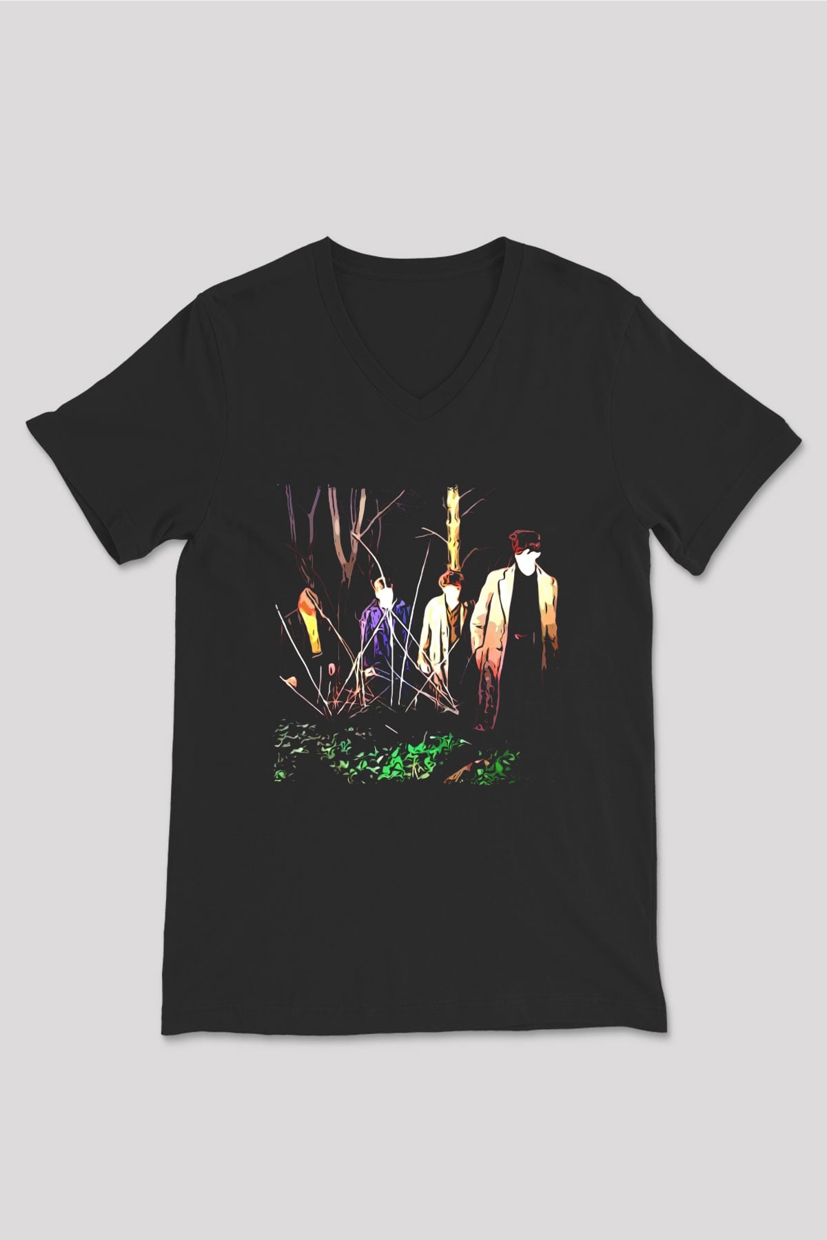 Echo and the Bunnymen Siyah Unisex V Yaka Tişört