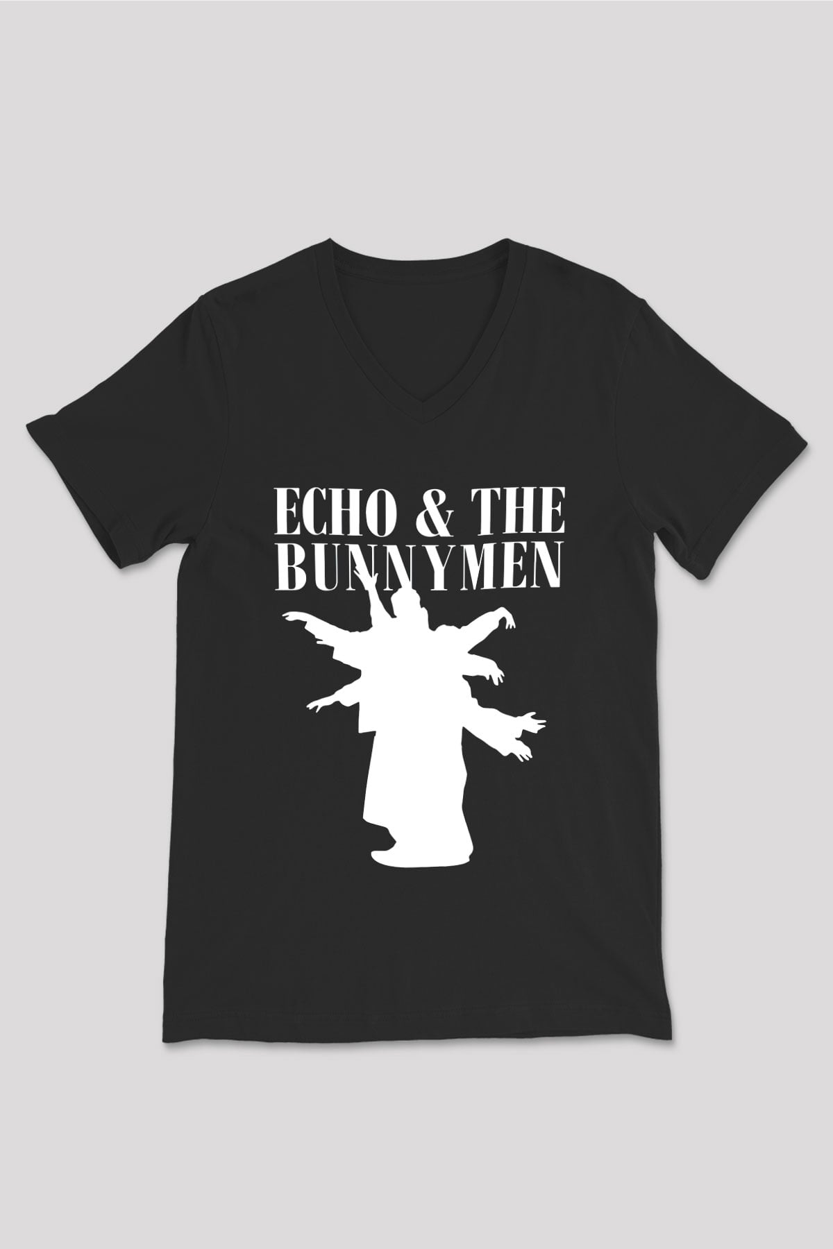 Echo and the Bunnymen Siyah Unisex V Yaka Tişört T-Shirt