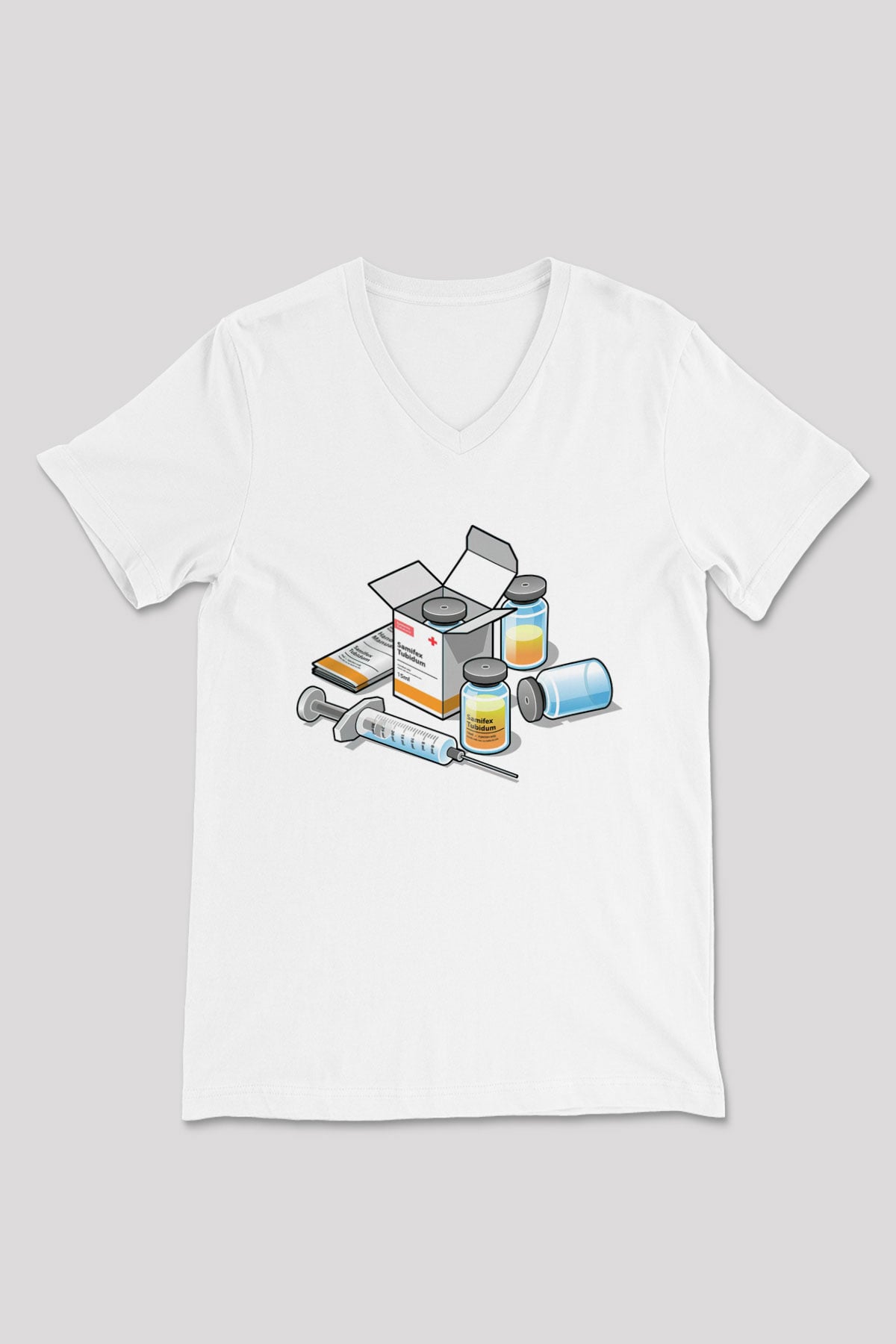 Eczacı Beyaz Unisex V Yaka Tişört T-Shirt