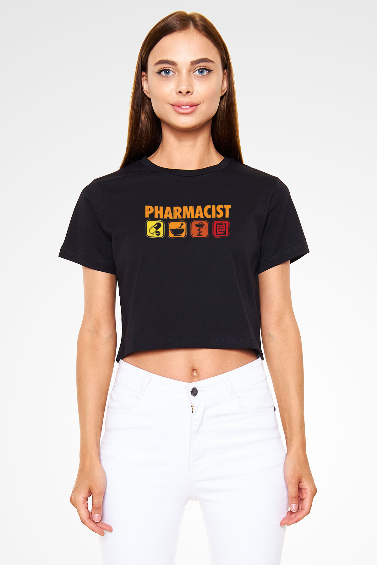 Eczacı Siyah  Crop Top Tişört
