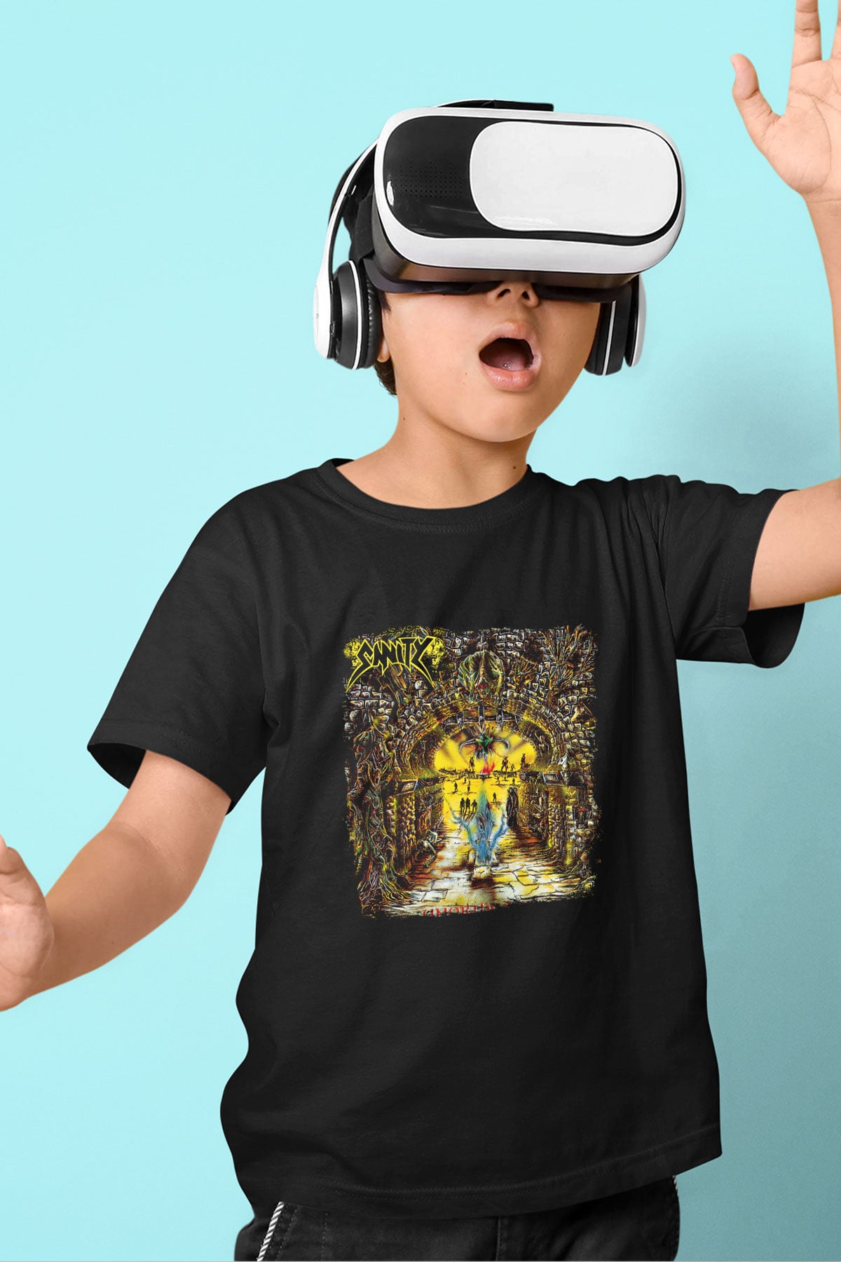 Edge of Sanity Baskılı Unisex Siyah Çocuk Tişört