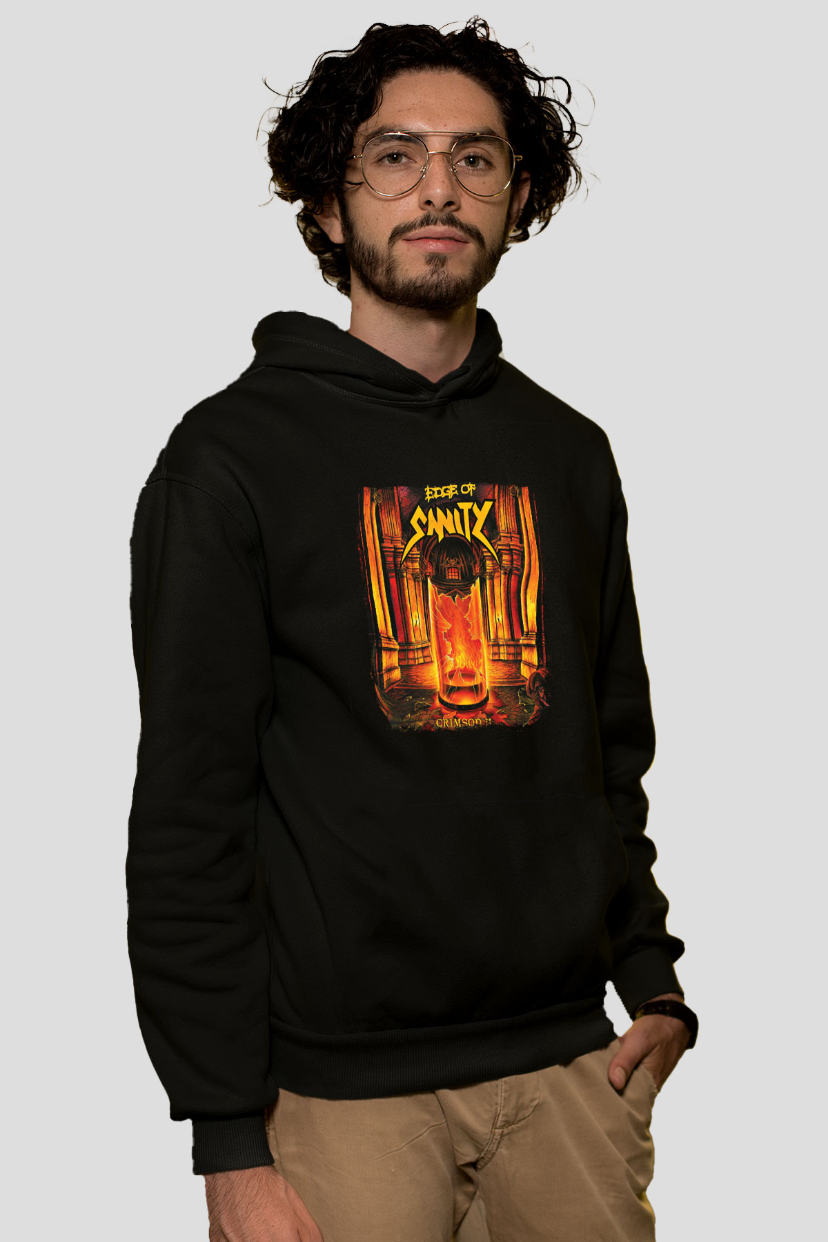 Edge of Sanity Baskılı Unisex Siyah Hoodie
