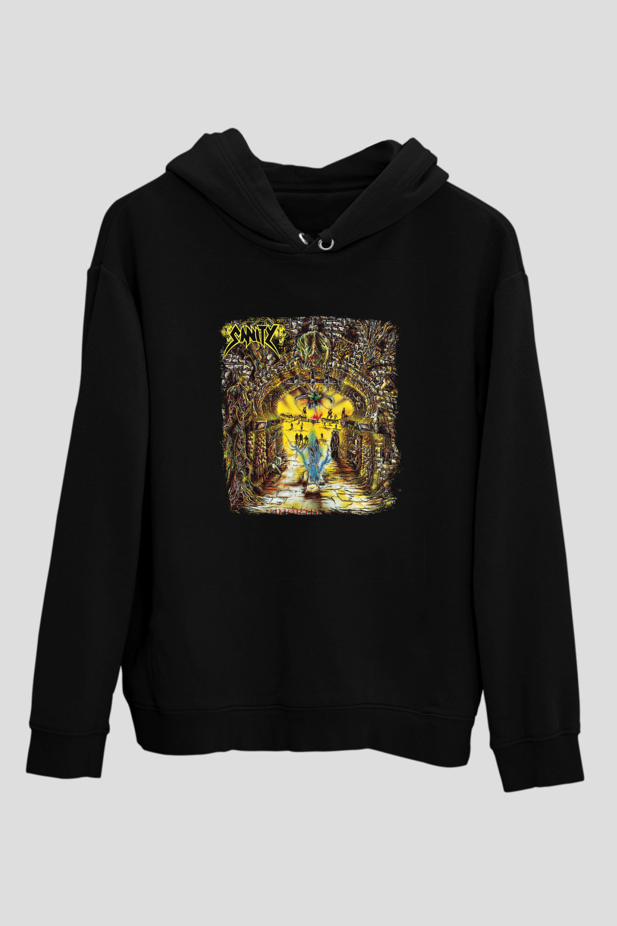 Edge of Sanity Baskılı Unisex Siyah Hoodie