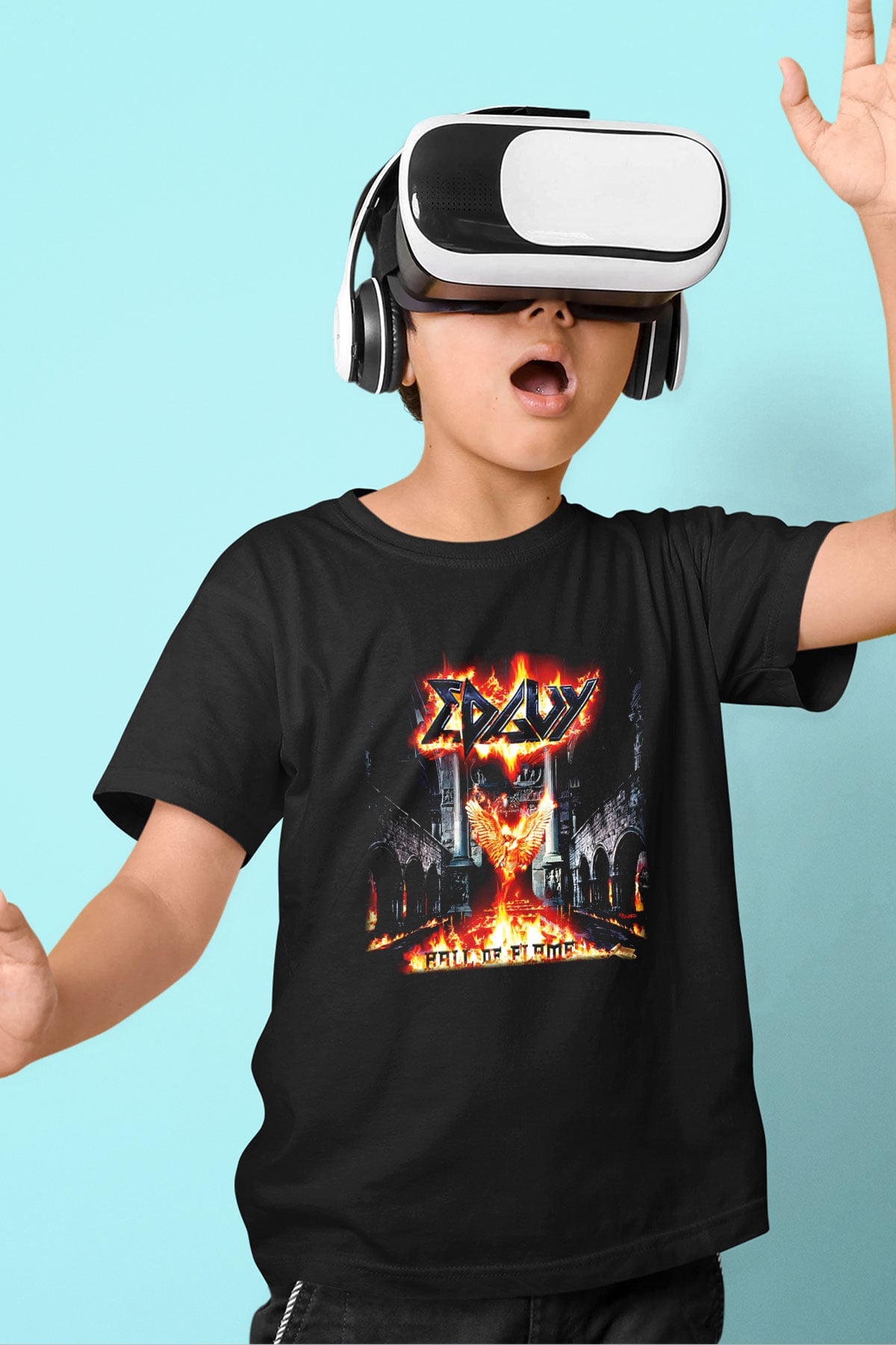 Edguy Baskılı Siyah Unisex Çocuk Tişört
