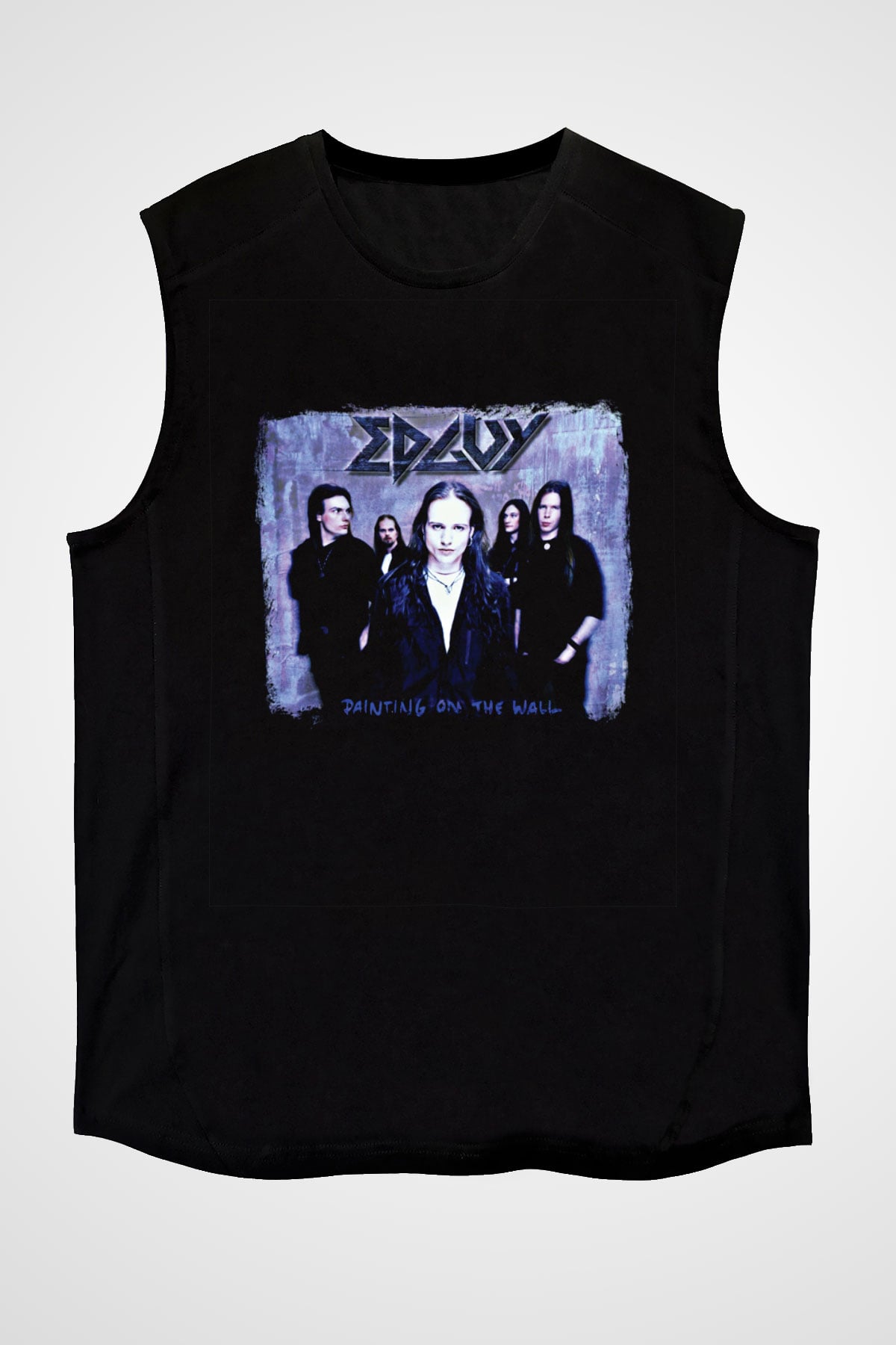 Edguy Baskılı Unisex Siyah Kolsuz Tişört