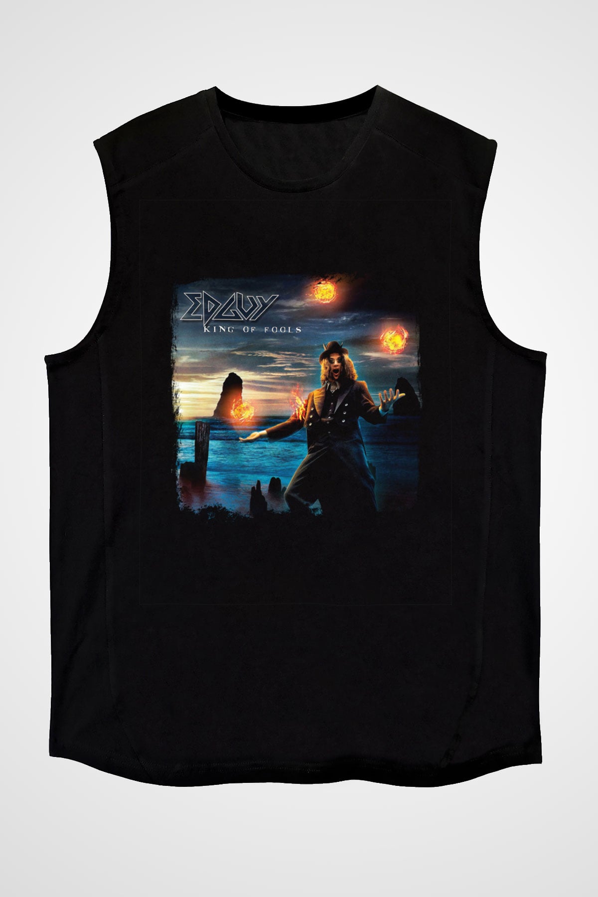 Edguy Baskılı Unisex Siyah Kolsuz Tişört