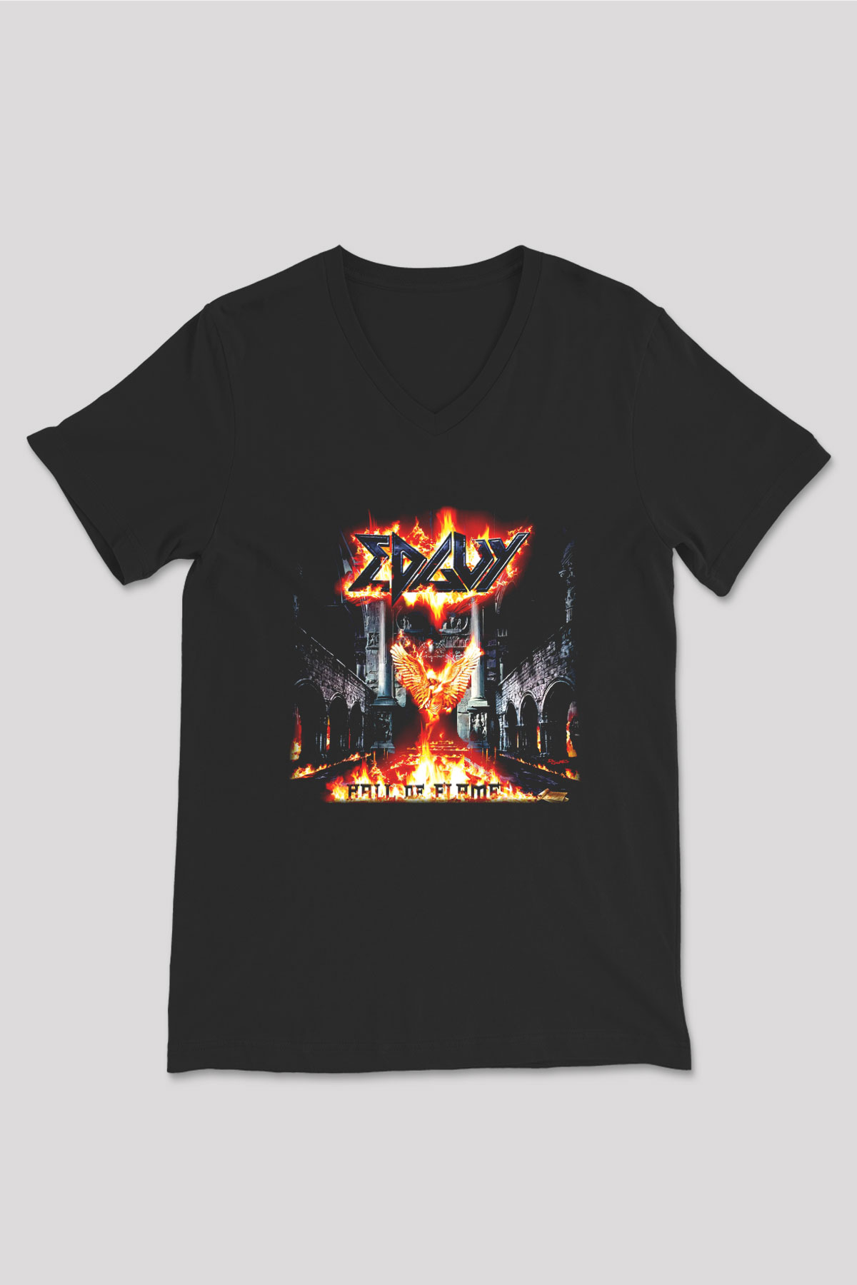 Edguy Siyah Unisex V Yaka Tişört T-Shirt