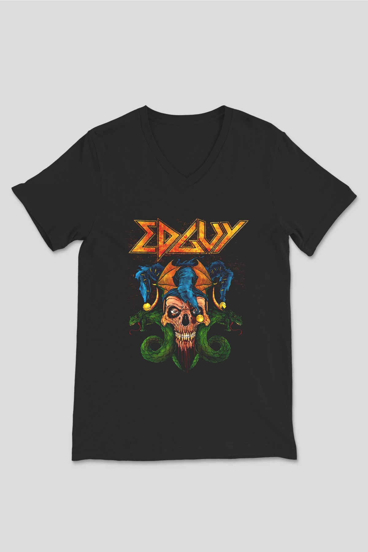 Edguy Siyah Unisex V Yaka Tişört T-Shirt