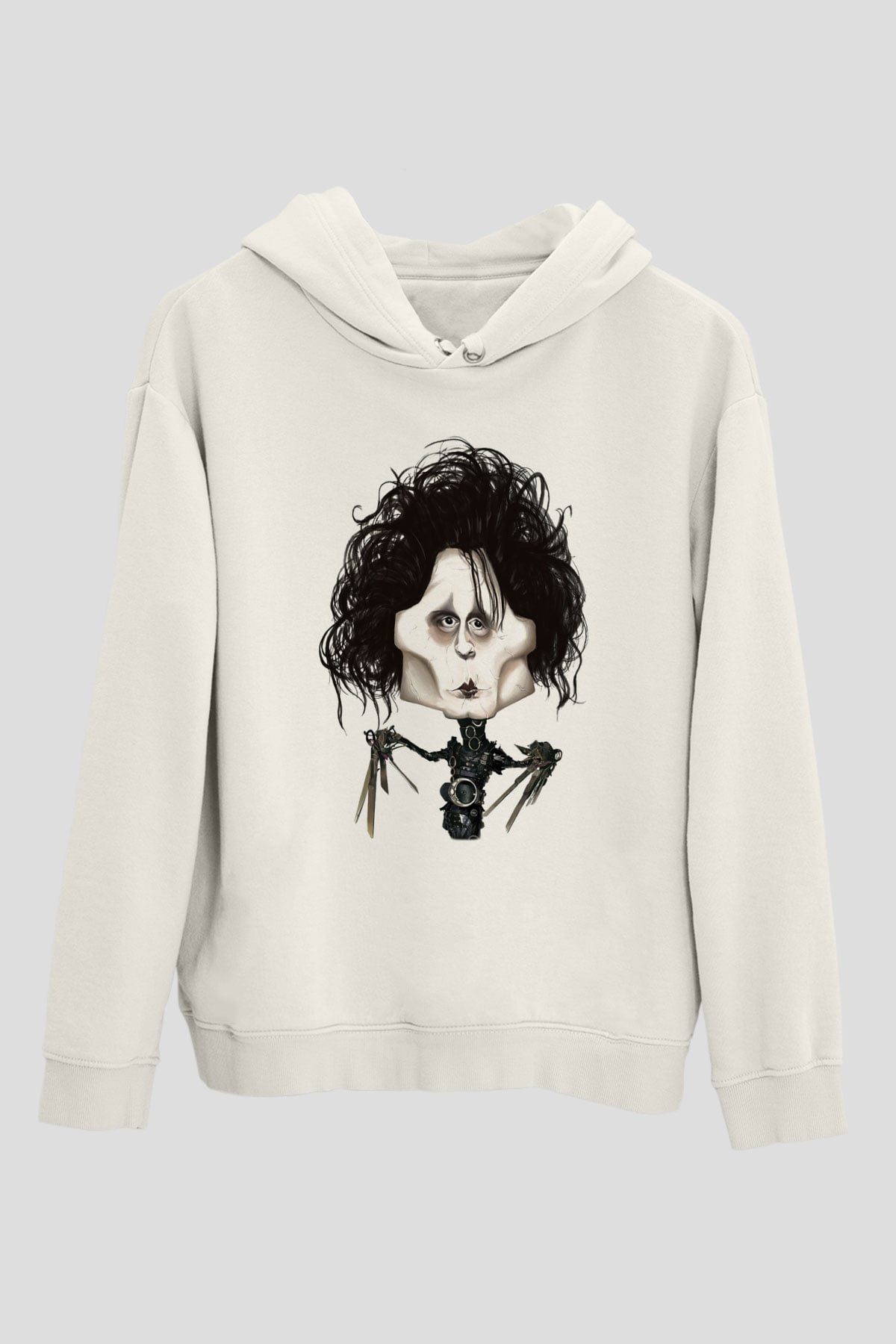 Edward Scissorhands Beyaz Unisex Kapşonlu Sweatshirt