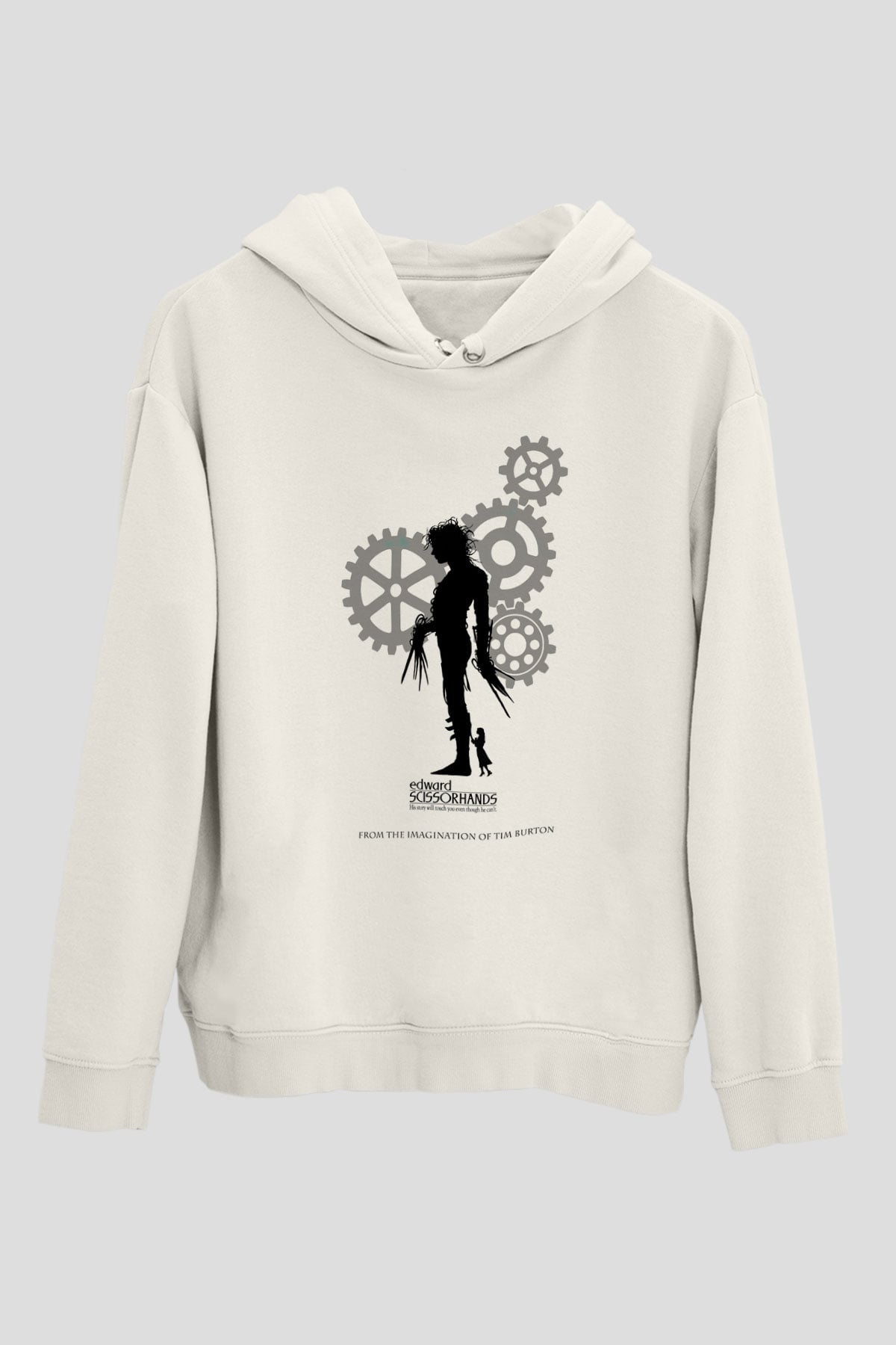 Edward Scissorhands Beyaz Unisex Kapşonlu Sweatshirt