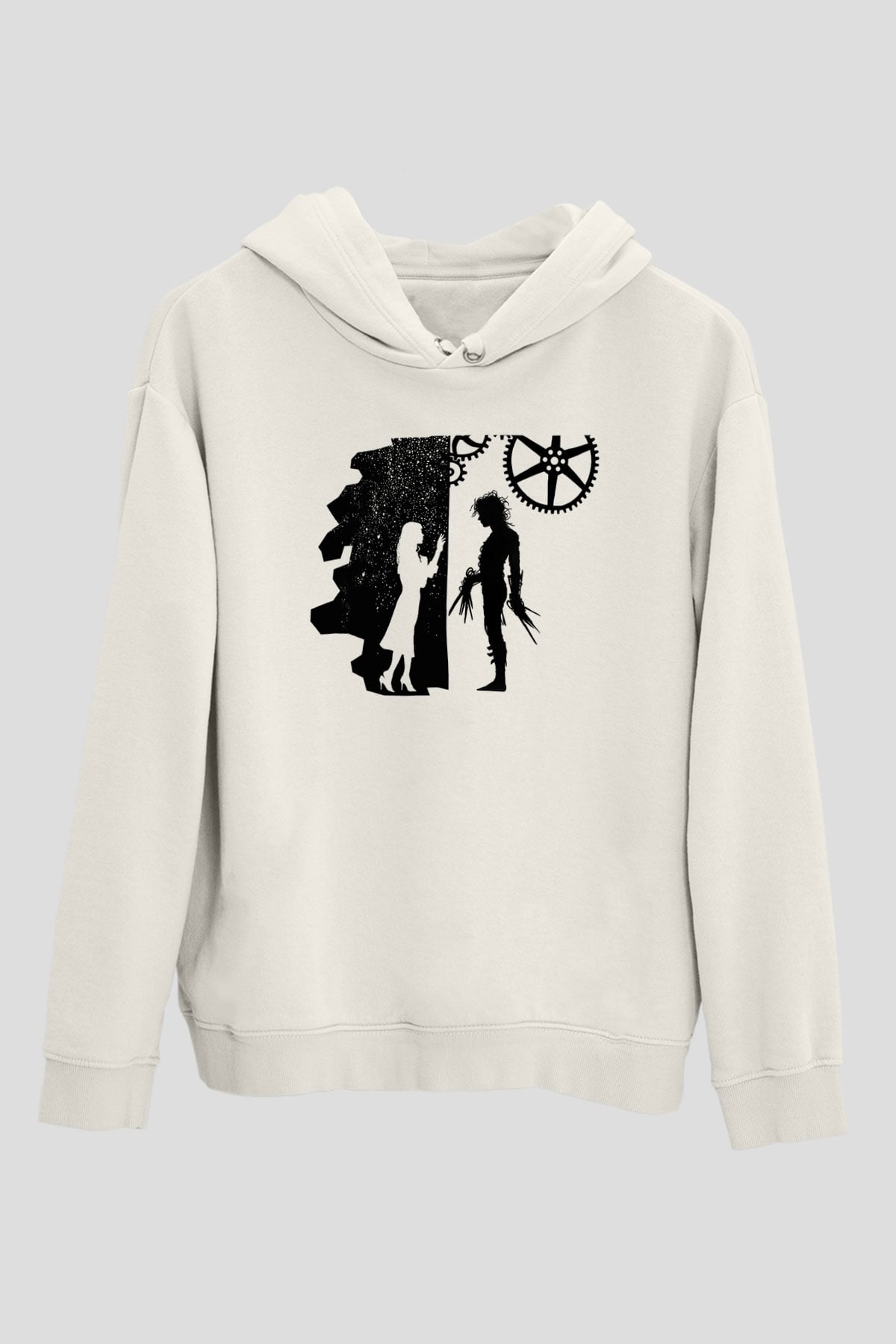 Edward Scissorhands Beyaz Unisex Kapşonlu Sweatshirt