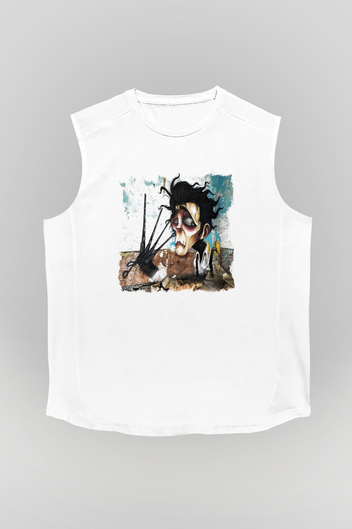 Edward Scissorhands Beyaz Unisex Kolsuz Tişört