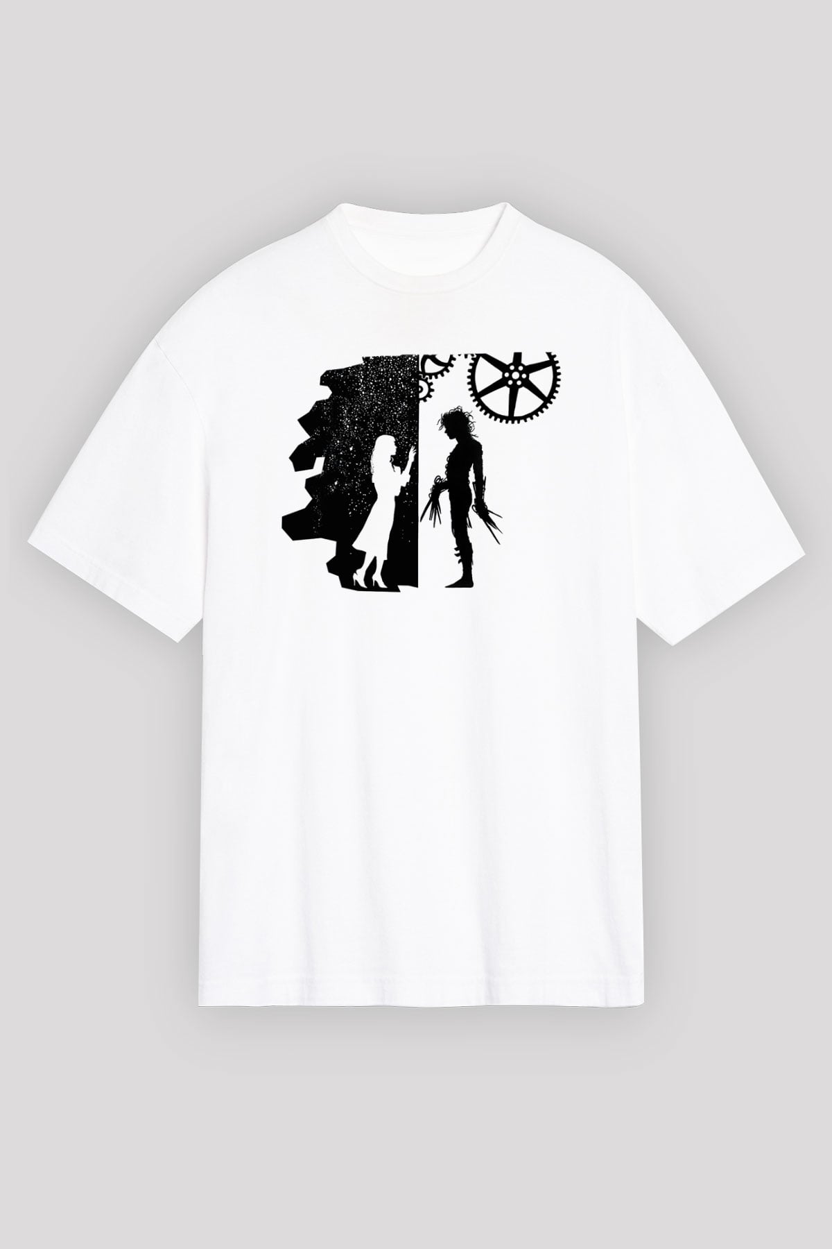Edward Scissorhands Beyaz Unisex Oversize Tişört