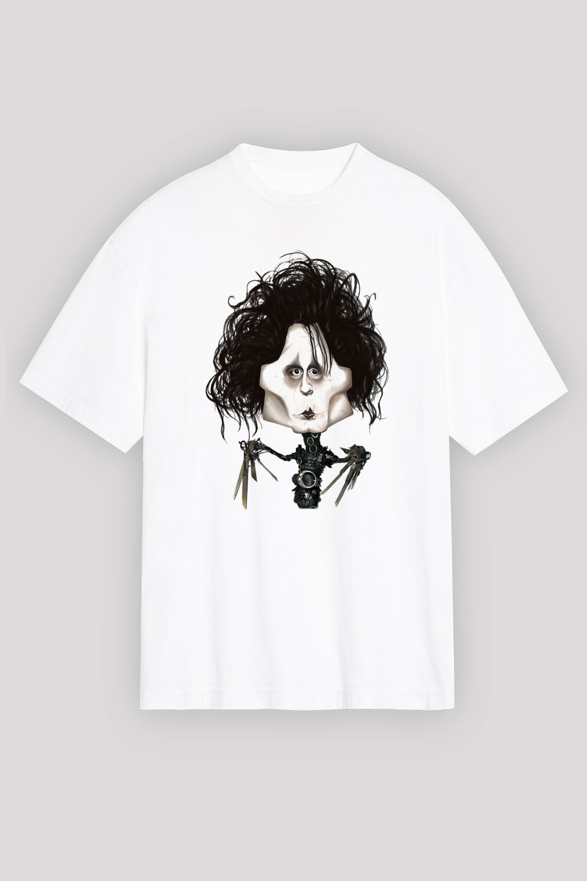 Edward Scissorhands Beyaz Unisex Oversize Tişört