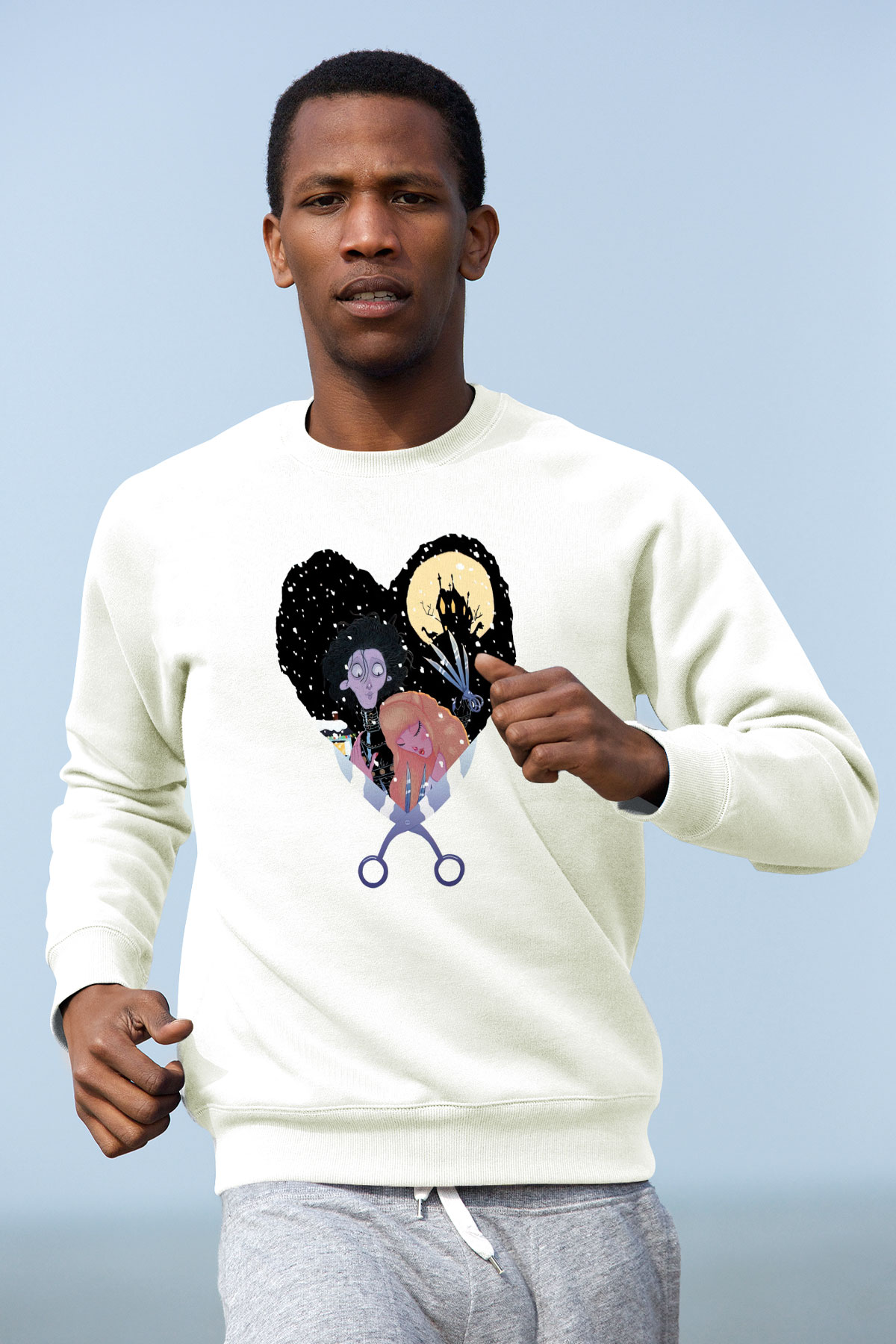 Edward Scissorhands Beyaz Unisex Sweatshirt