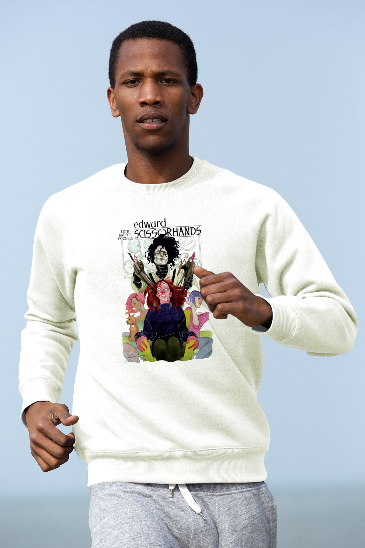 Edward Scissorhands Beyaz Unisex Sweatshirt