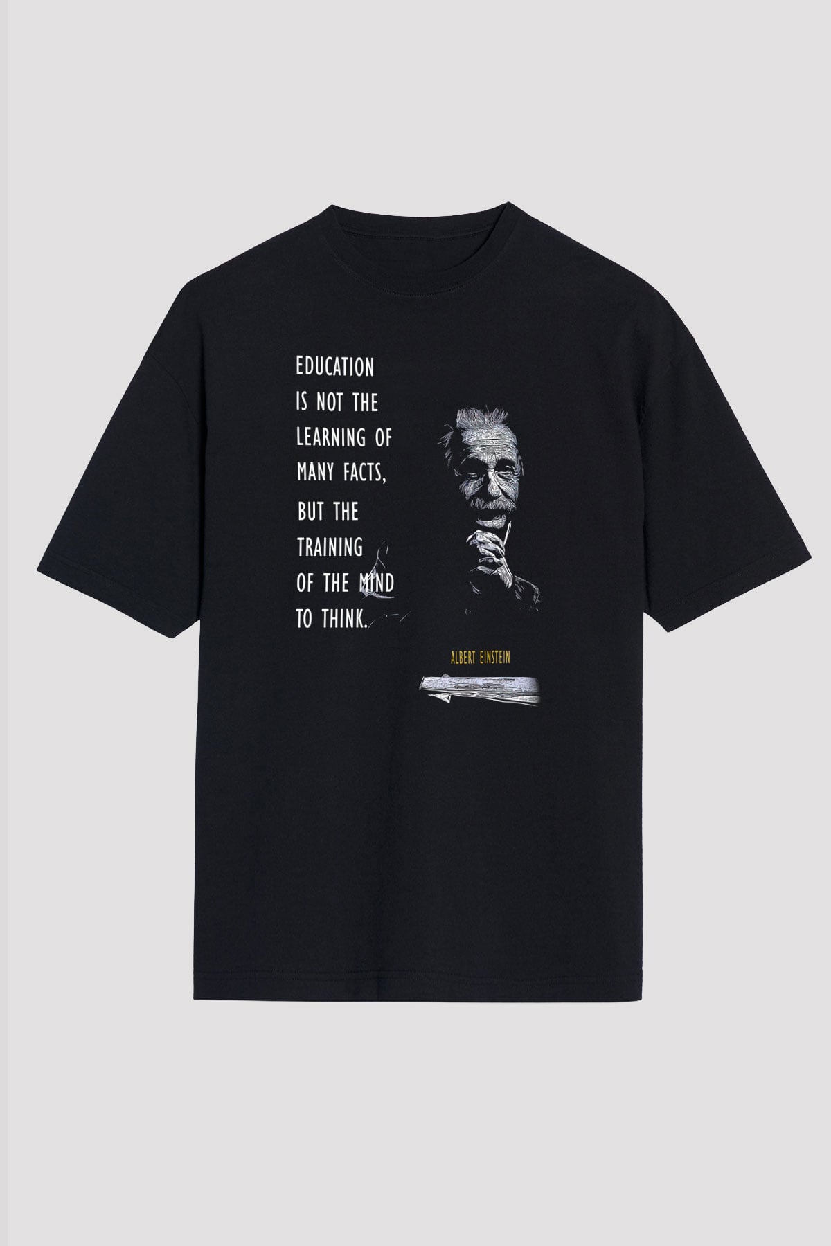 Einstein Alıntı Baskılı Unisex Oversize Tişört - Tshirt