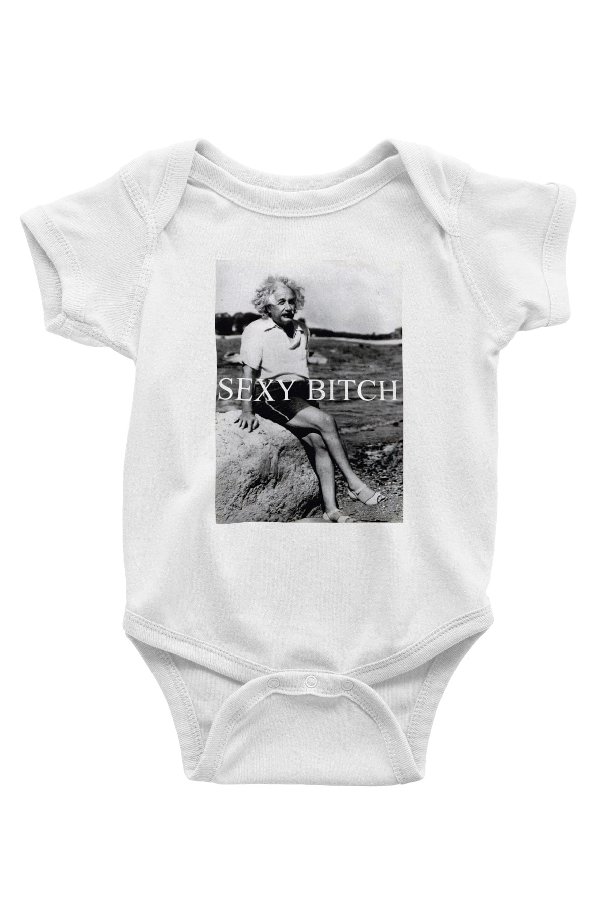 Einstein Baskılı Beyaz Unisex Bebek Body - Zıbın