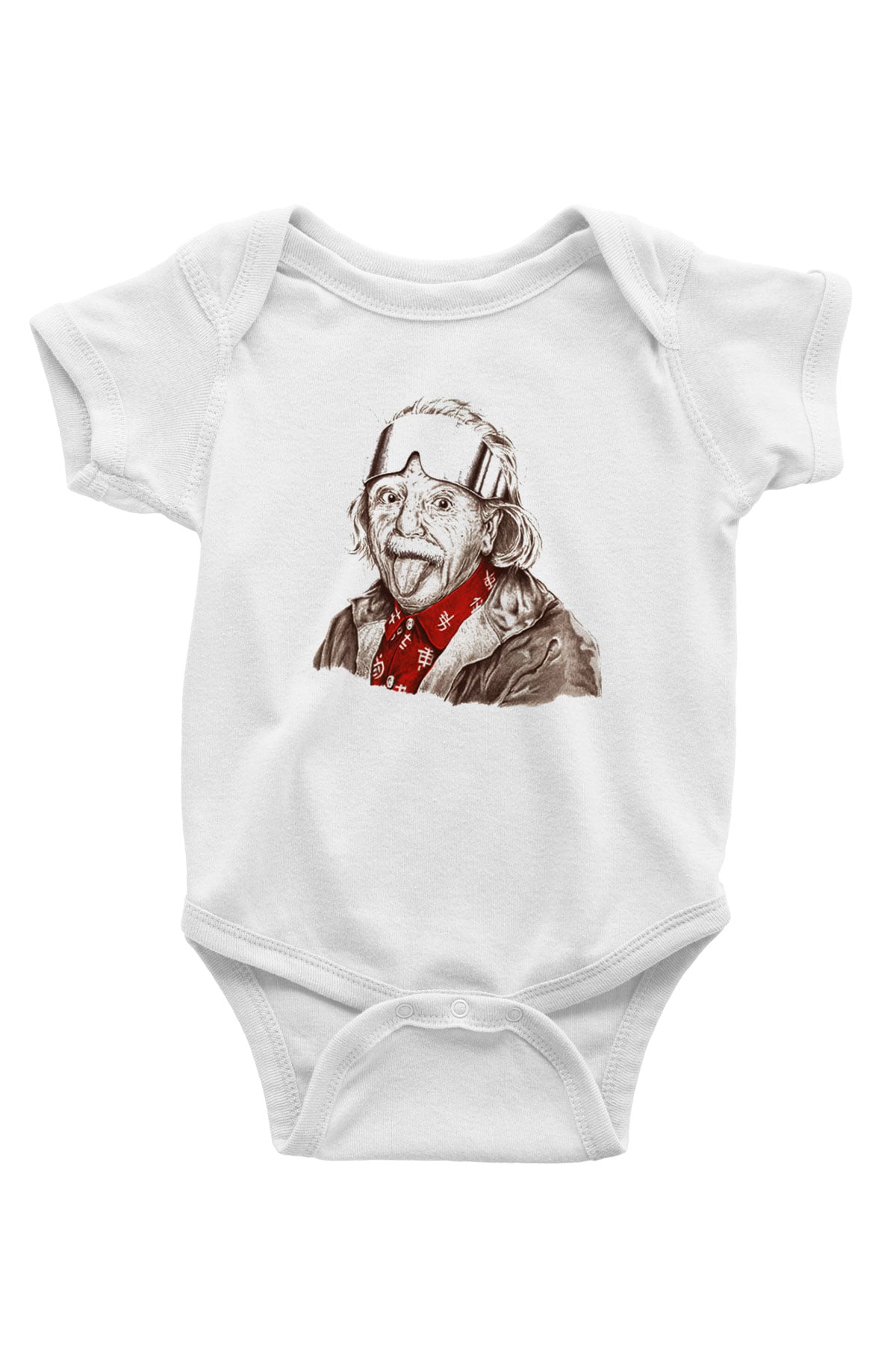 Einstein Baskılı Beyaz Unisex Bebek Body - Zıbın