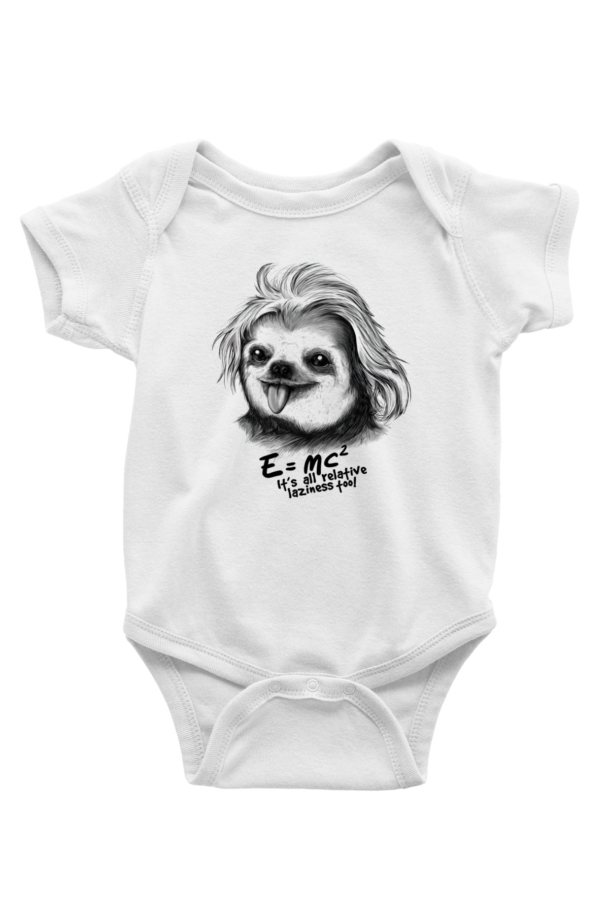 Einstein Baskılı Beyaz Unisex Bebek Body - Zıbın