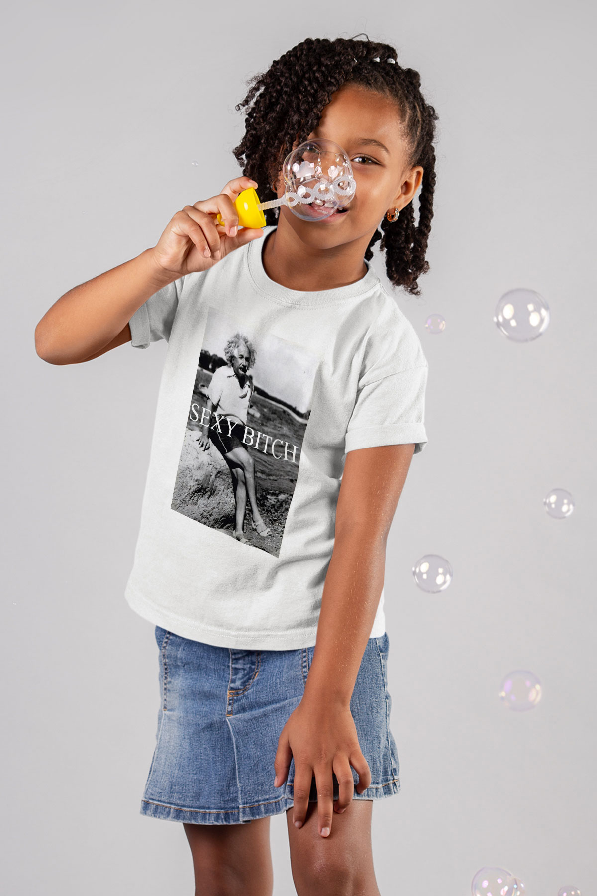 Einstein Baskılı Beyaz Unisex Çocuk Tişört