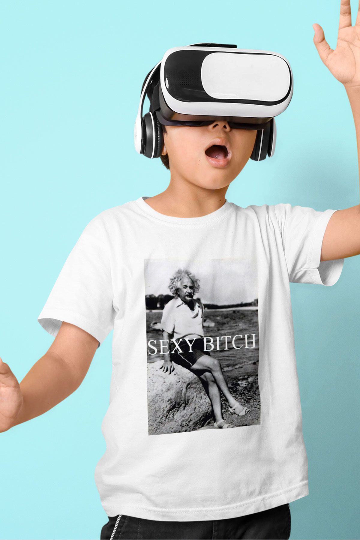 Einstein Baskılı Beyaz Unisex Çocuk Tişört